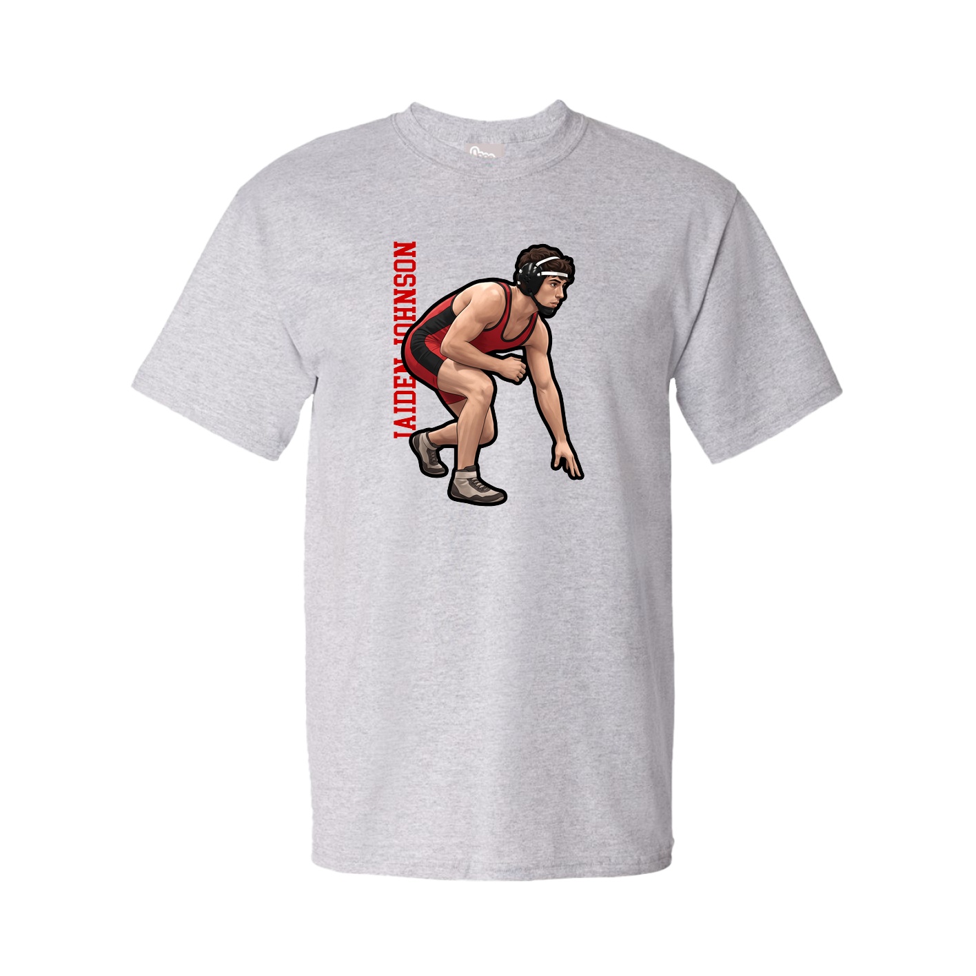 Youth Tee — Name Vertical in Grey