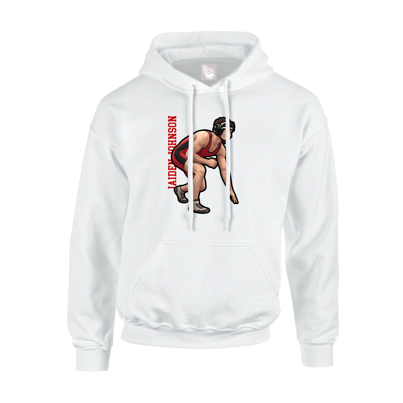 Youth Hoodie — Name Vertical in White