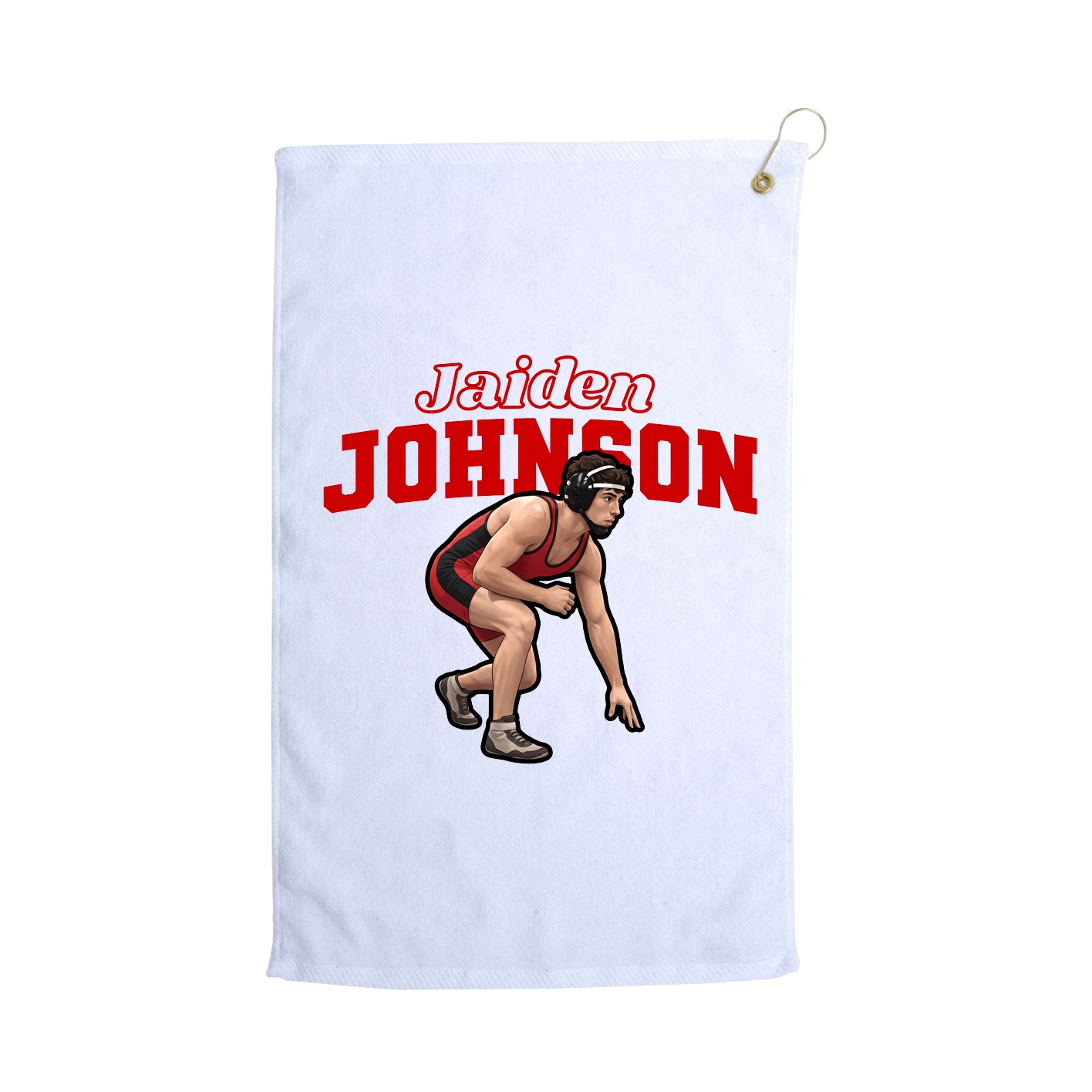 Golf Towel — Name Arch in White