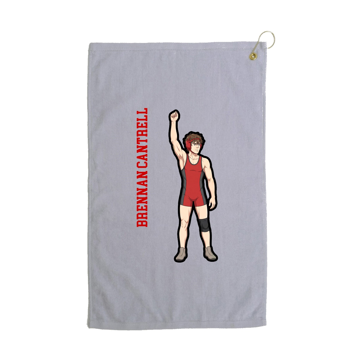 Golf Towel — Name Vertical in Grey