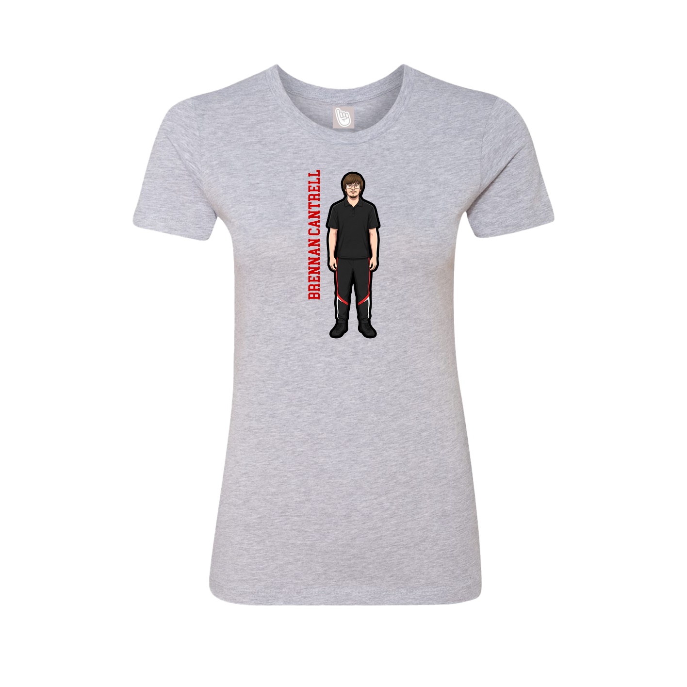 Fitted Women's Tee — Name Vertical in Grey