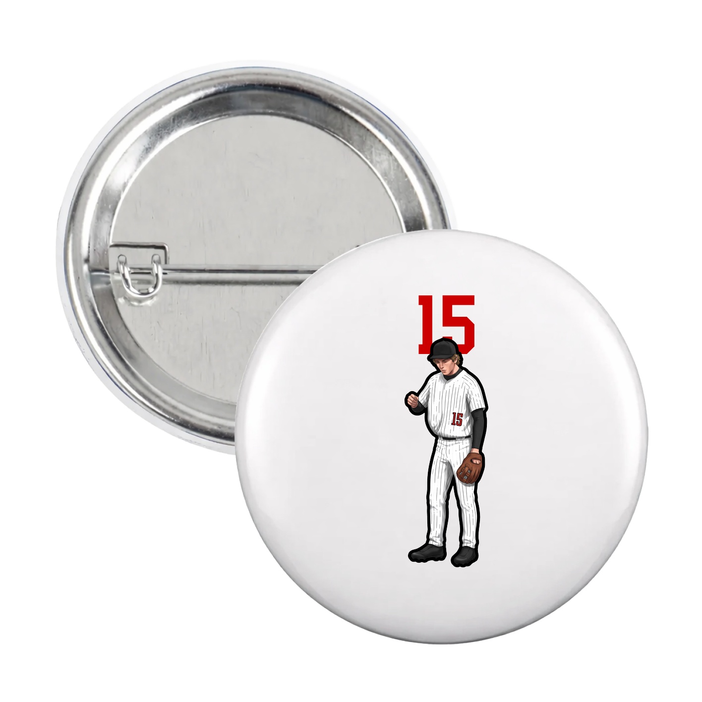 Game Day Button — Number Top in White