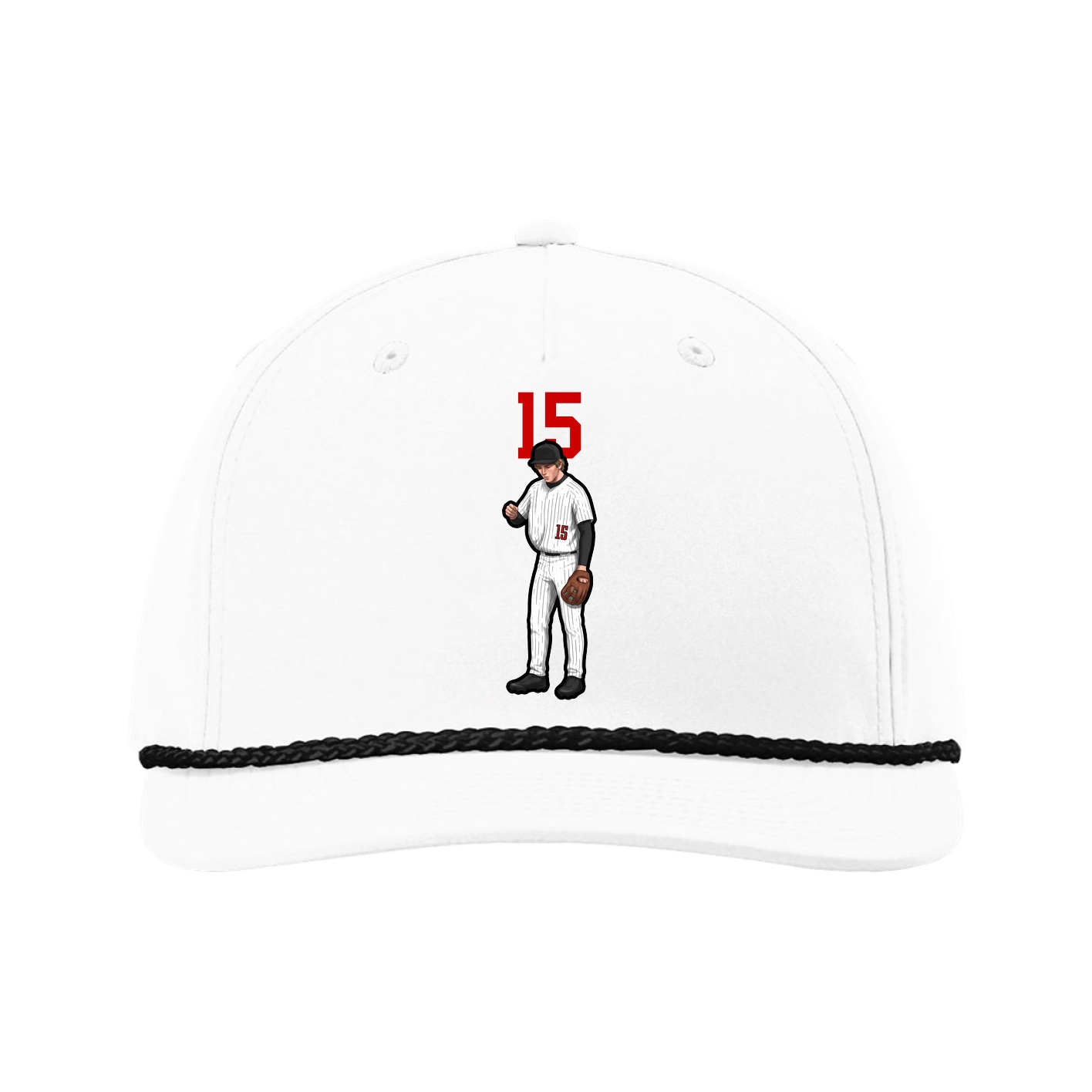 Five-Panel Classic Rope Cap — Number Top in White