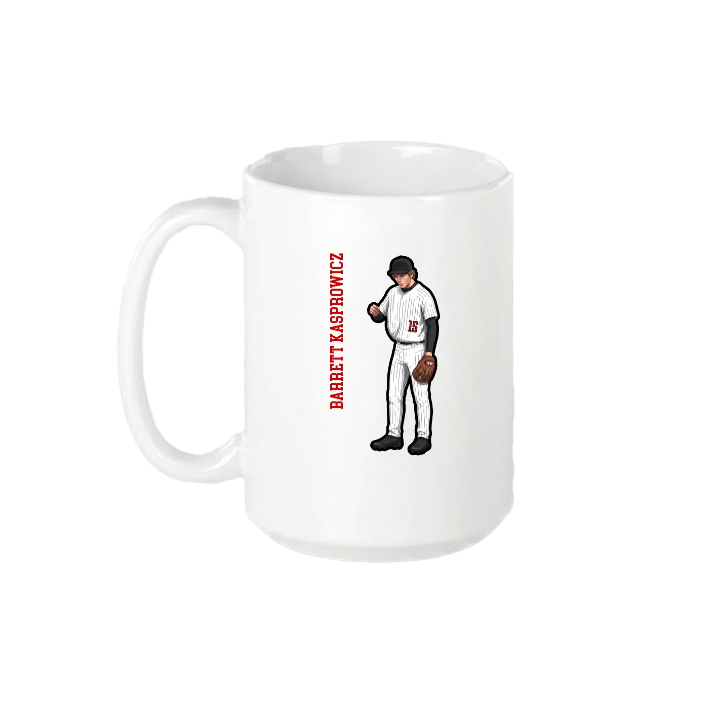 15oz Coffee Mug — Name Vertical in White