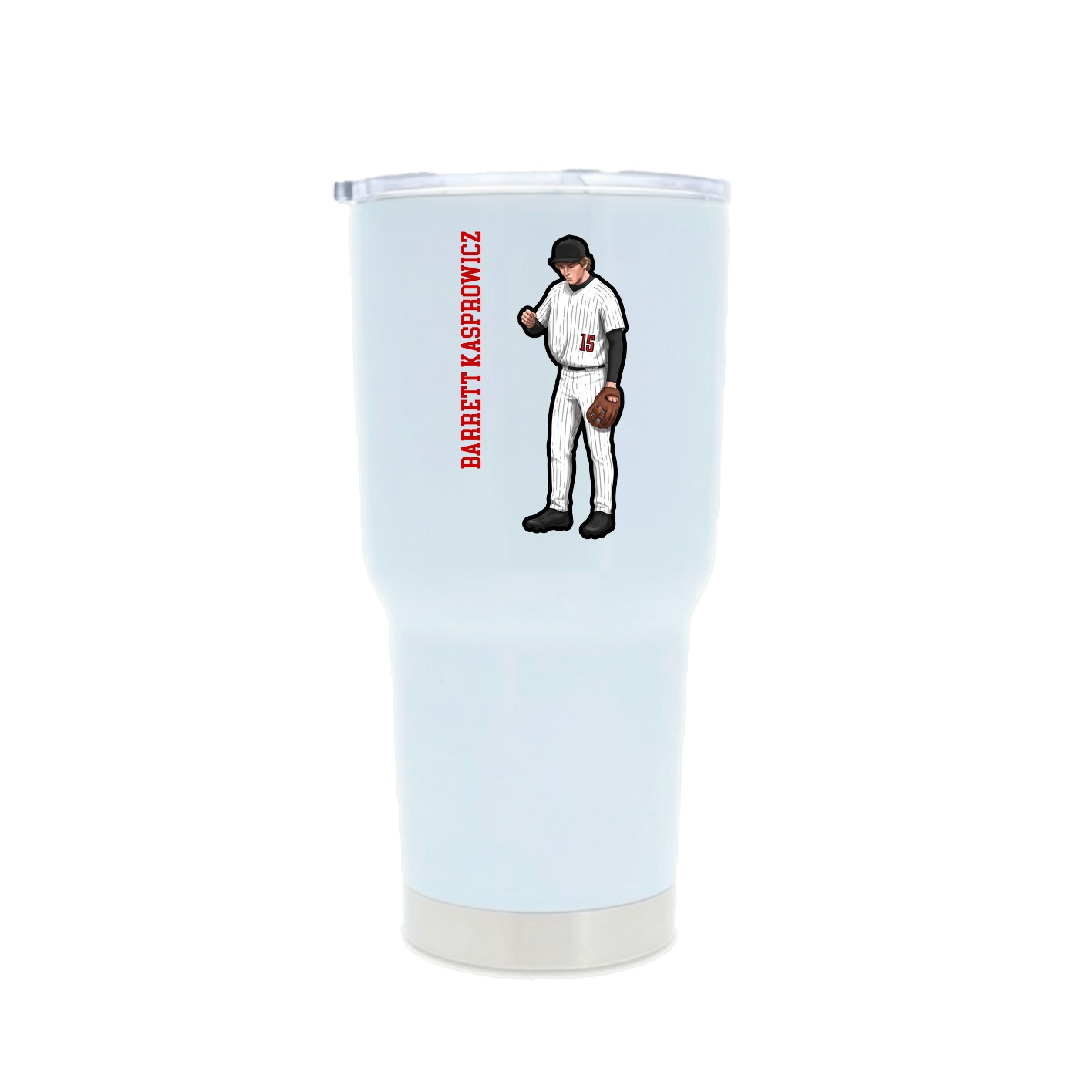 30oz Stainless Steel Tumbler — Name Vertical in White