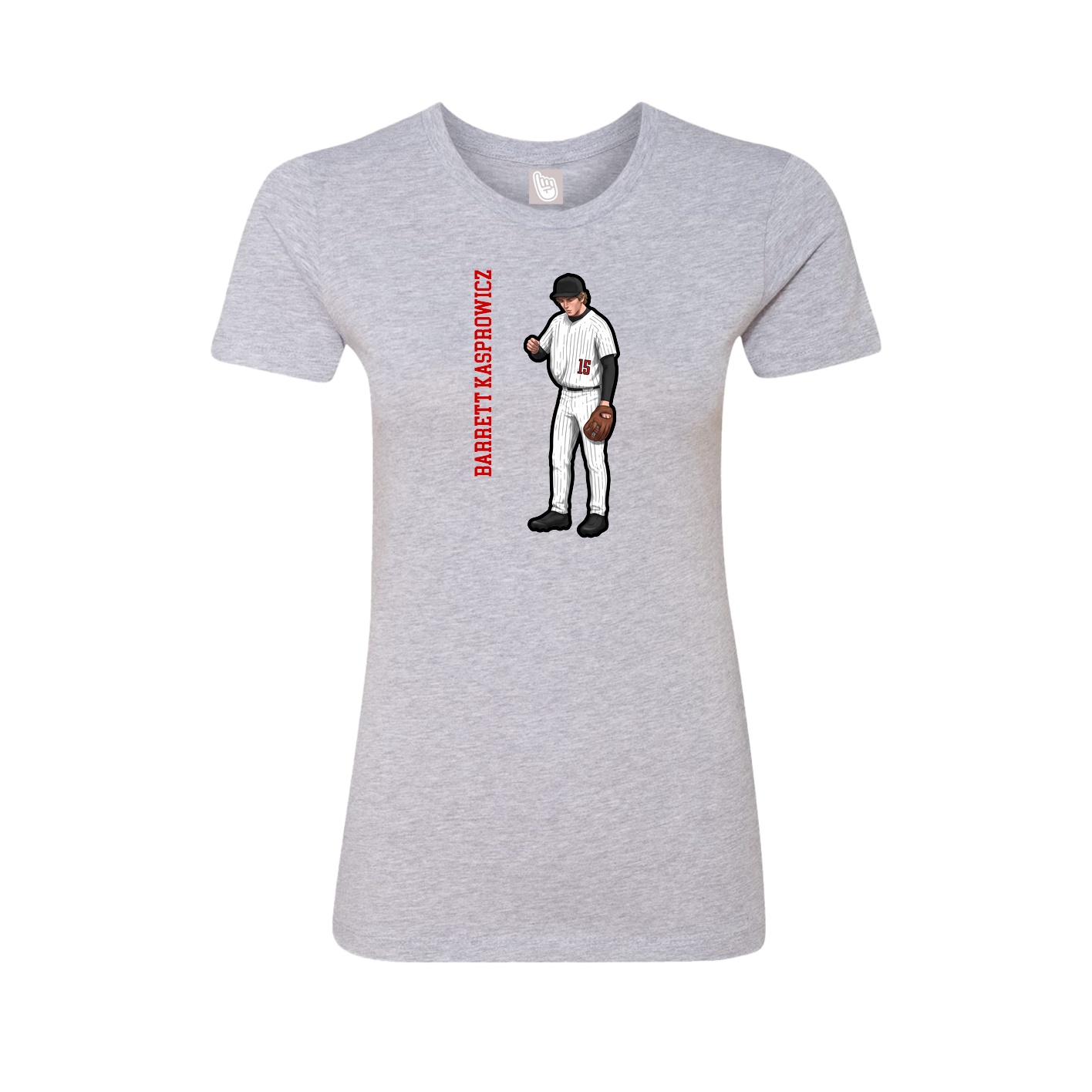 Fitted Women's Tee — Name Vertical in Grey