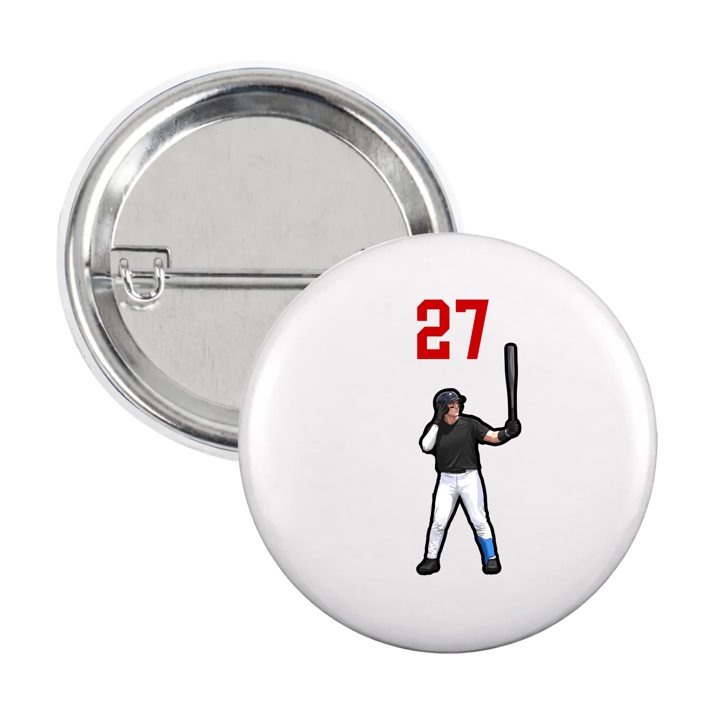 Game Day Button — Number Top in White