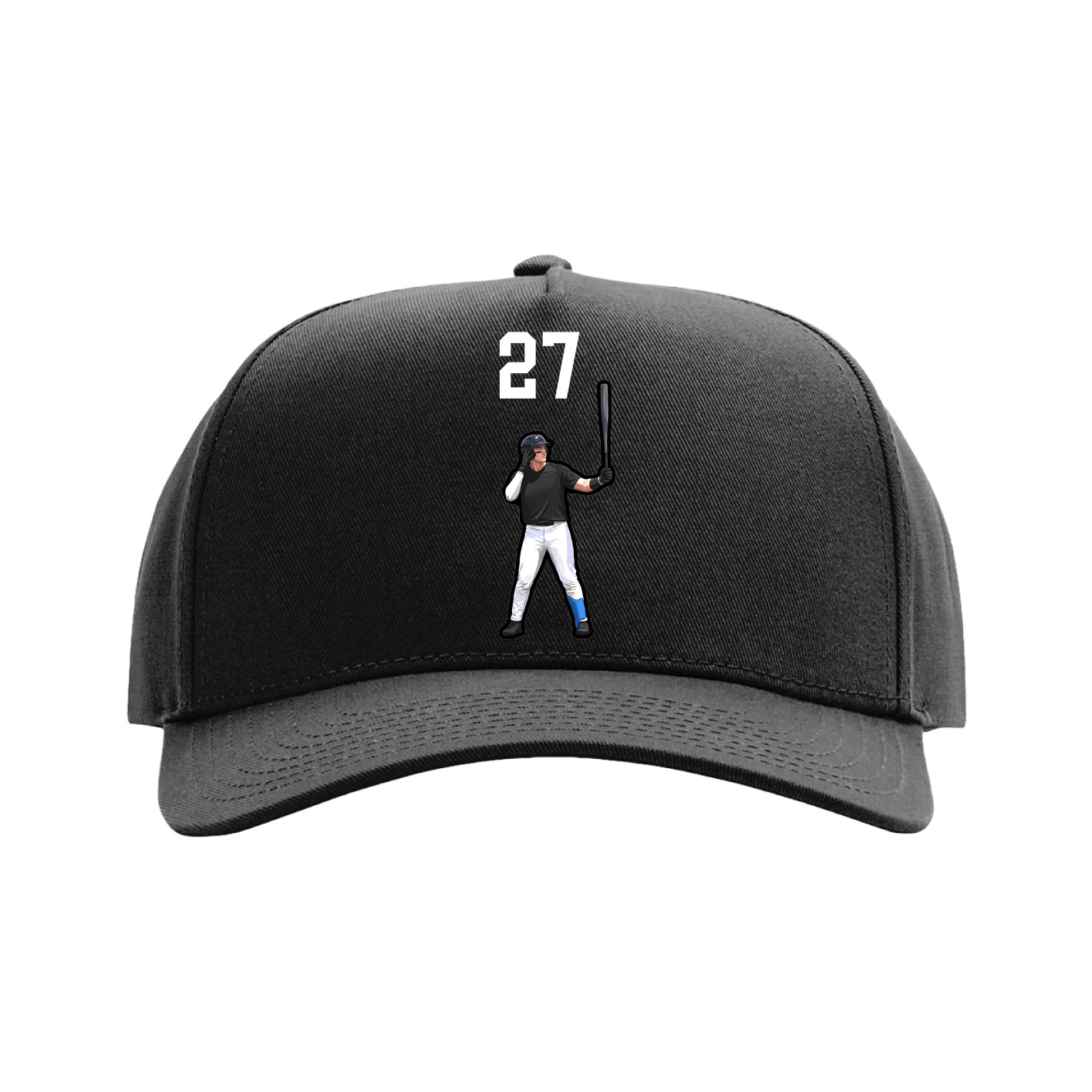 Full Fabric Five-Panel Champ Cap — Number Top in Black