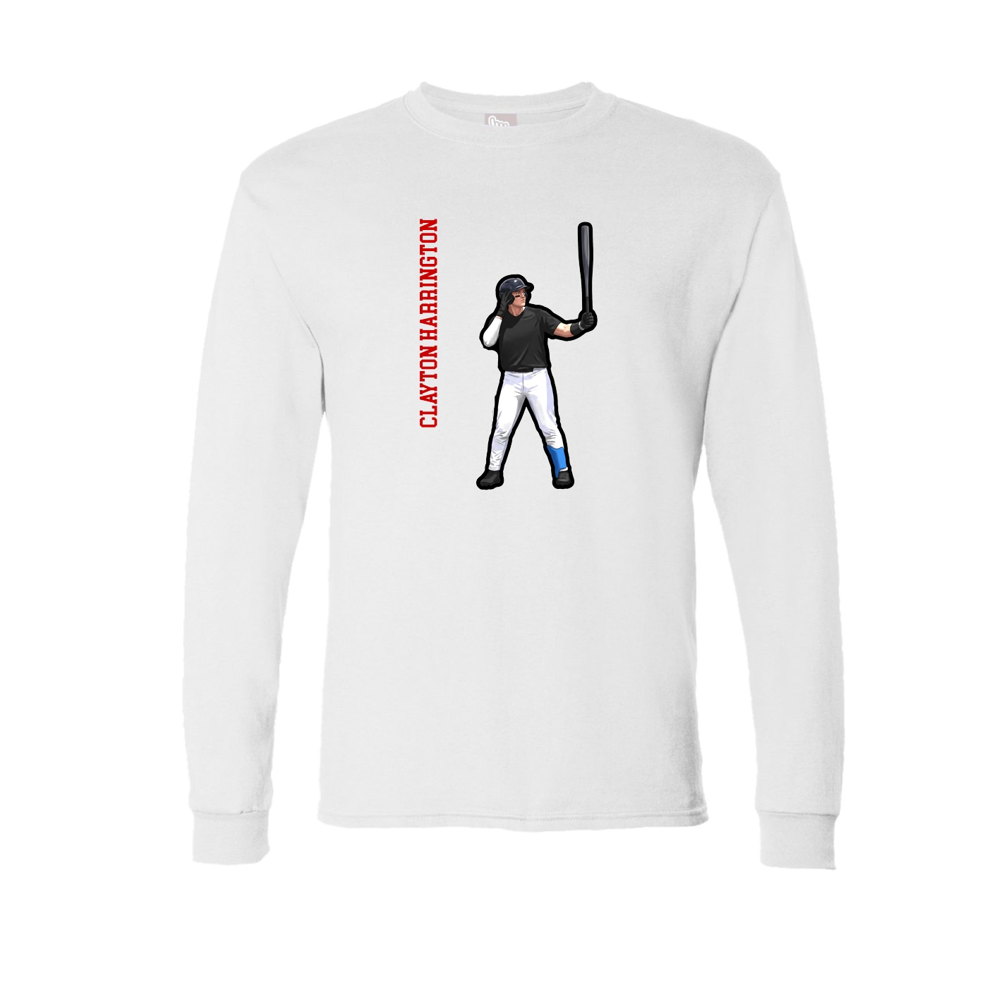 Long Sleeve Tee — Name Vertical in White