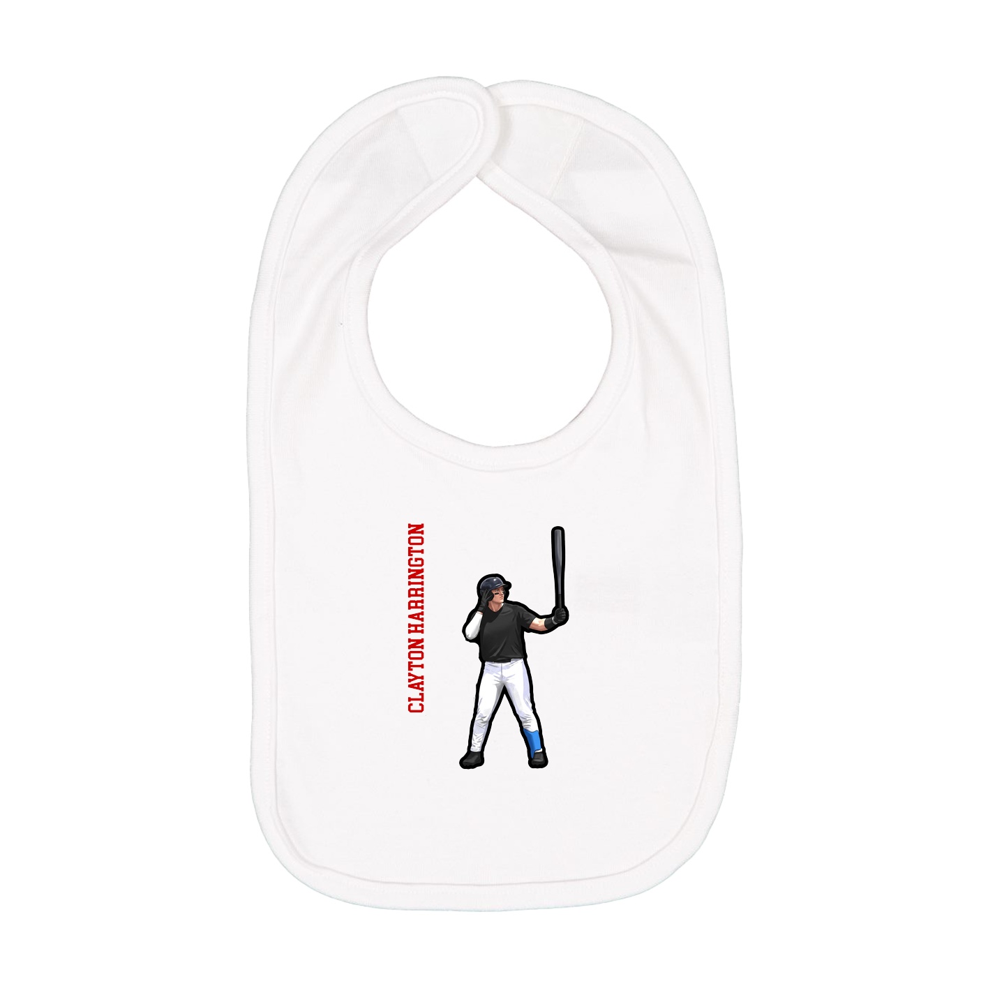 Infant Bib — Name Vertical in White