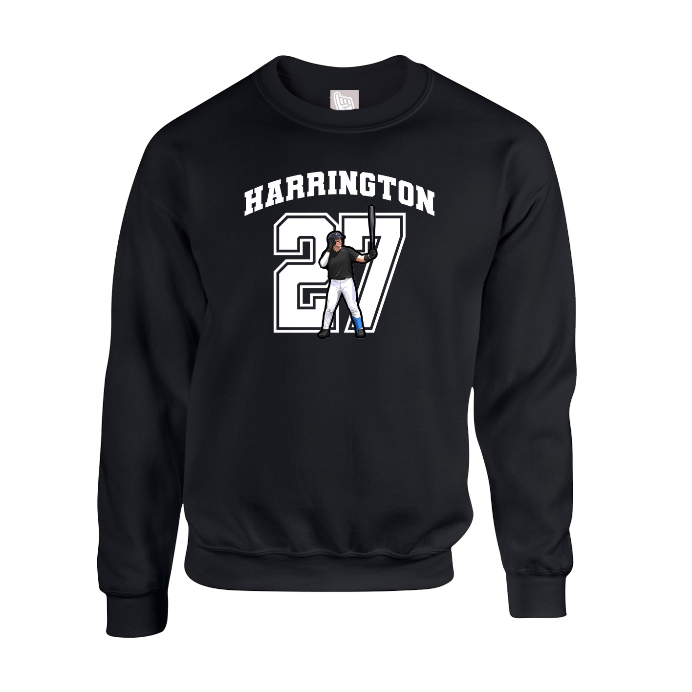 Fleece Crew — Number in Black