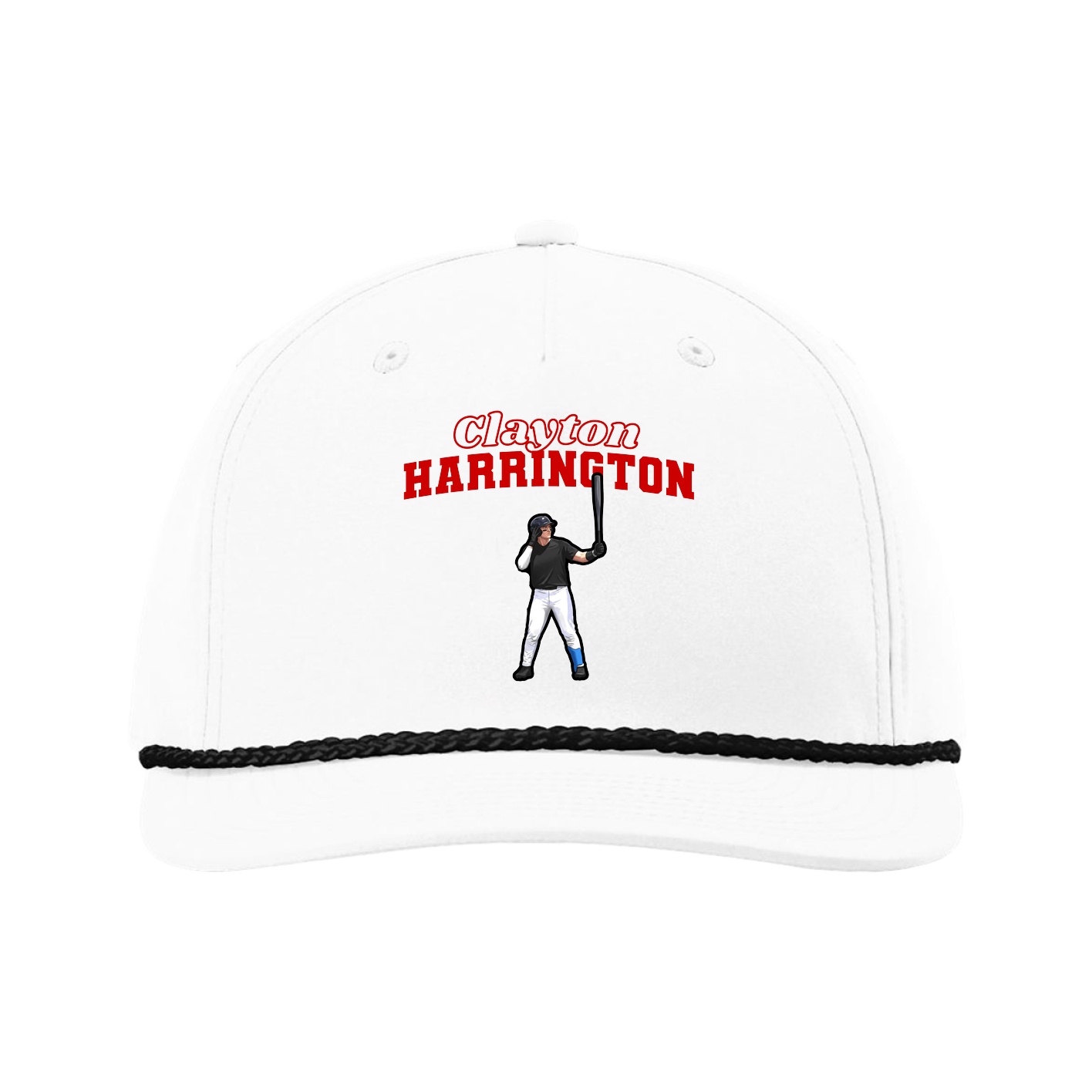 Five-Panel Classic Rope Cap — Name Arch in White