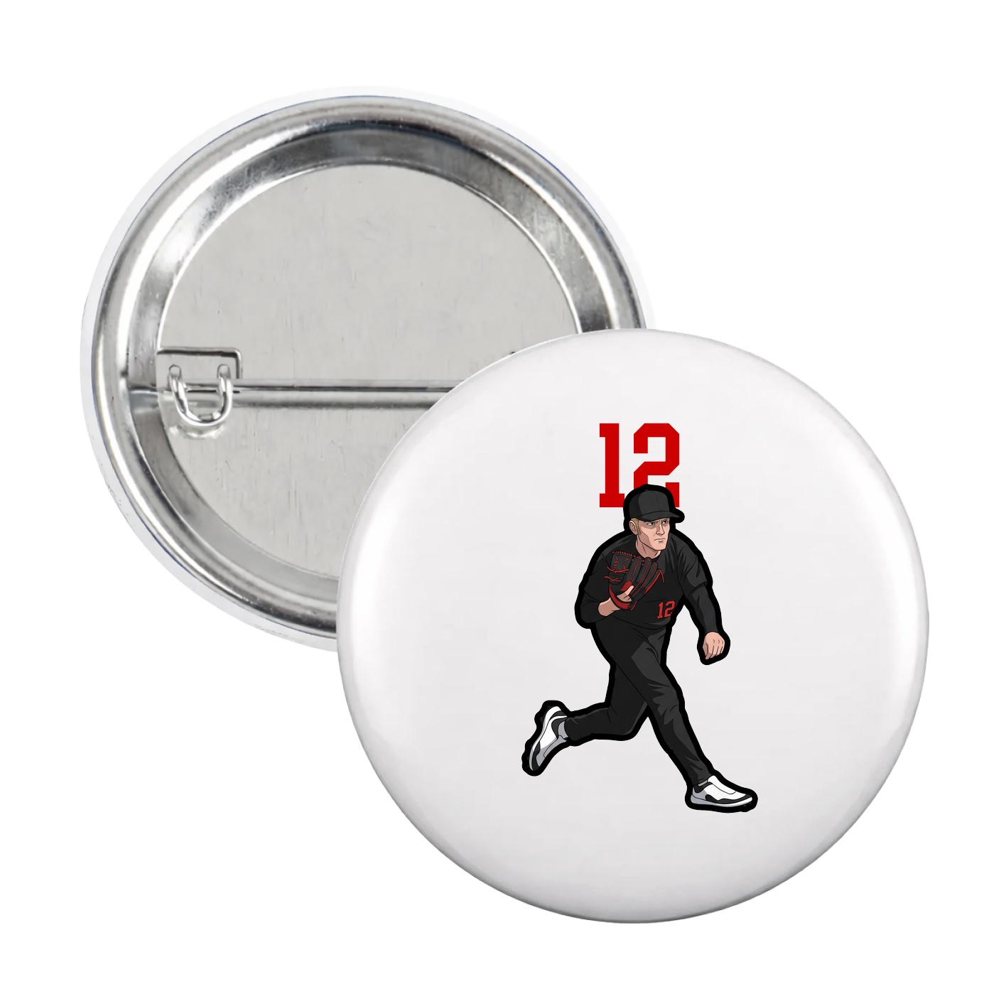 Game Day Button — Number Top in White