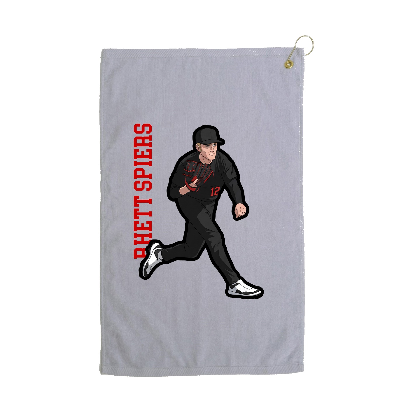 Golf Towel — Name Vertical in Grey
