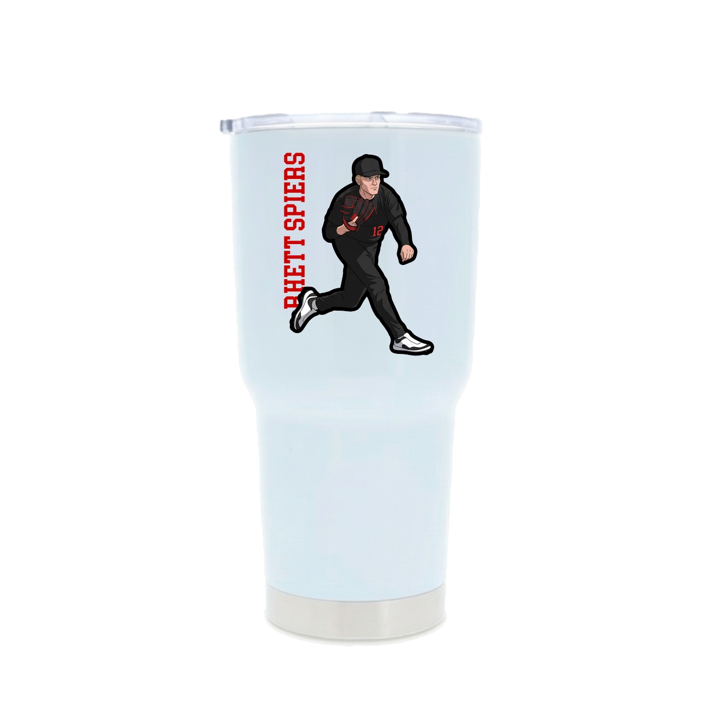30oz Stainless Steel Tumbler — Name Vertical in White