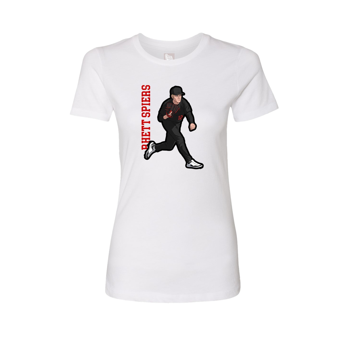 Fitted Women's Tee — Name Vertical in White
