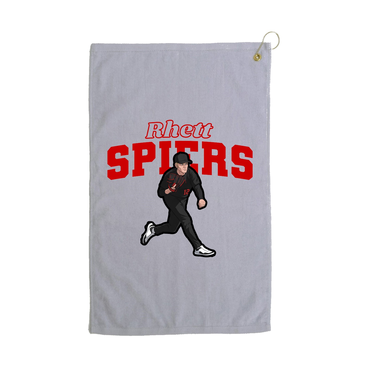 Golf Towel — Name Arch in Grey