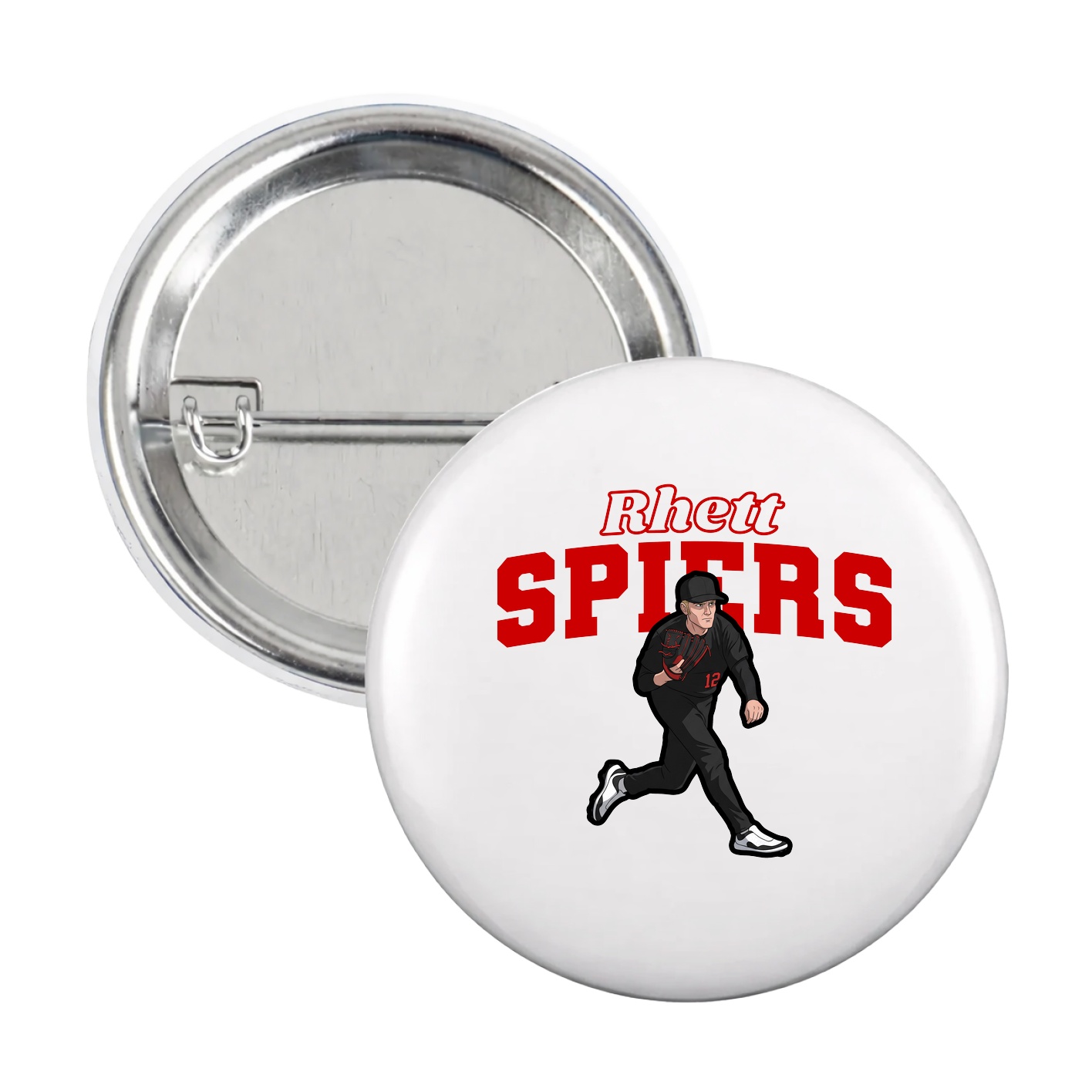 Game Day Button — Name Arch in White