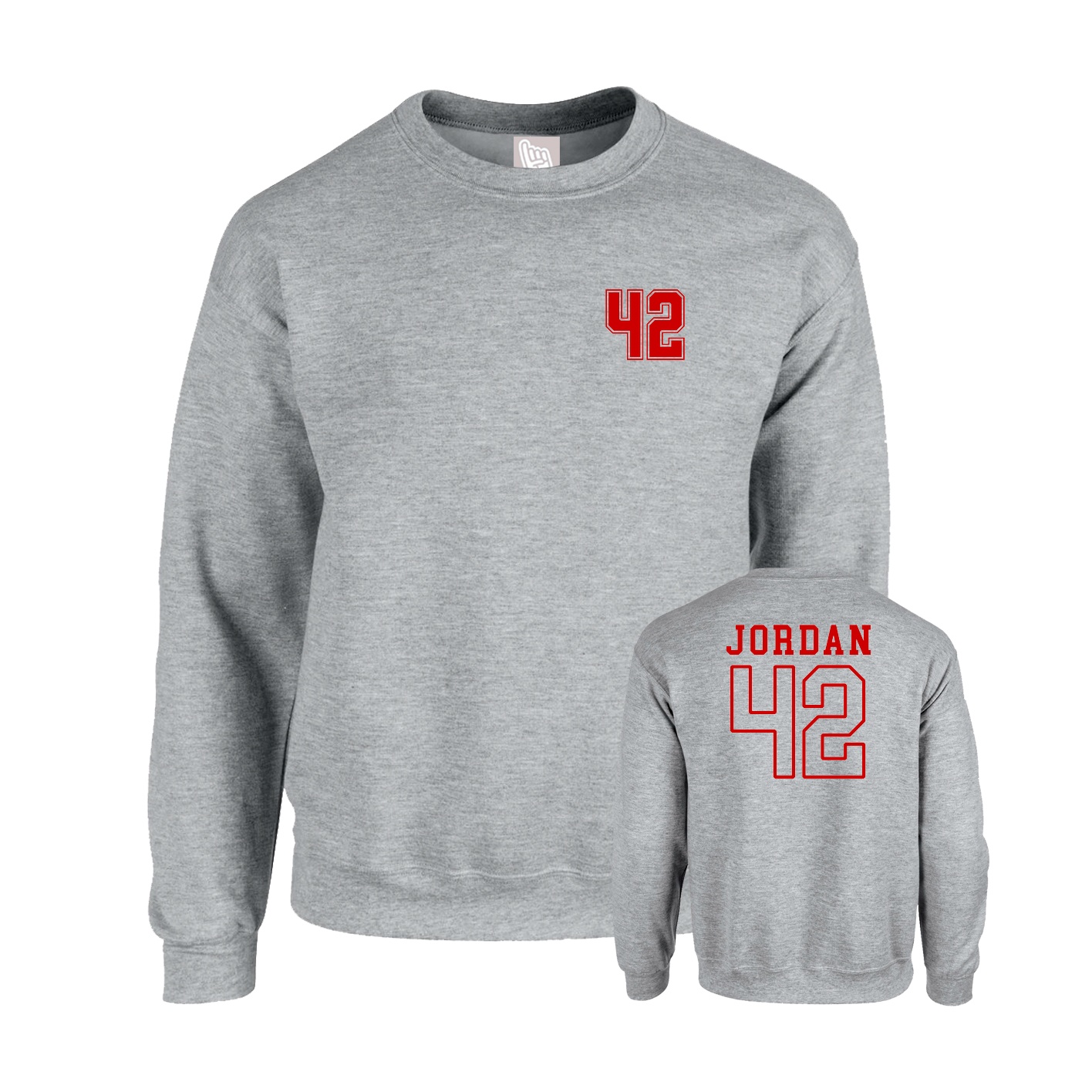 Fleece Crew — Chest Back in Grey