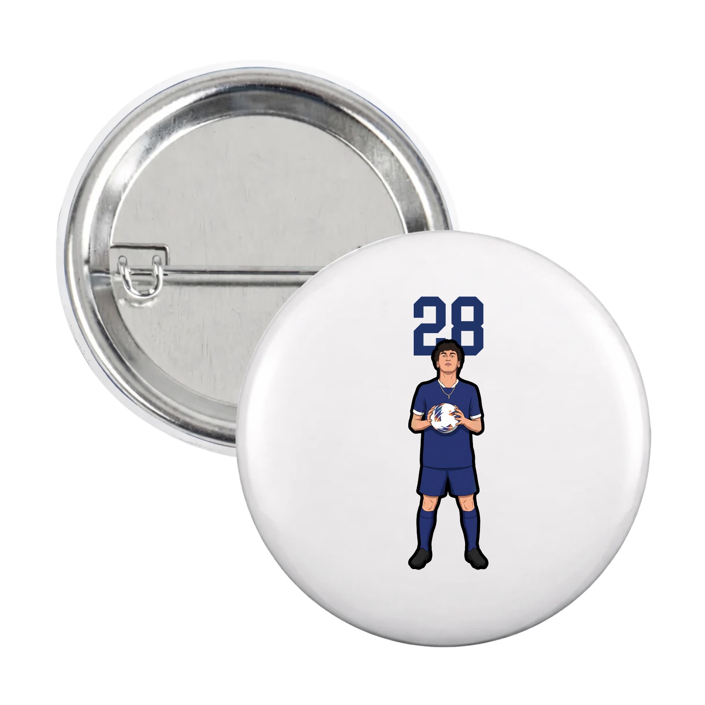 Game Day Button — Number Top in White