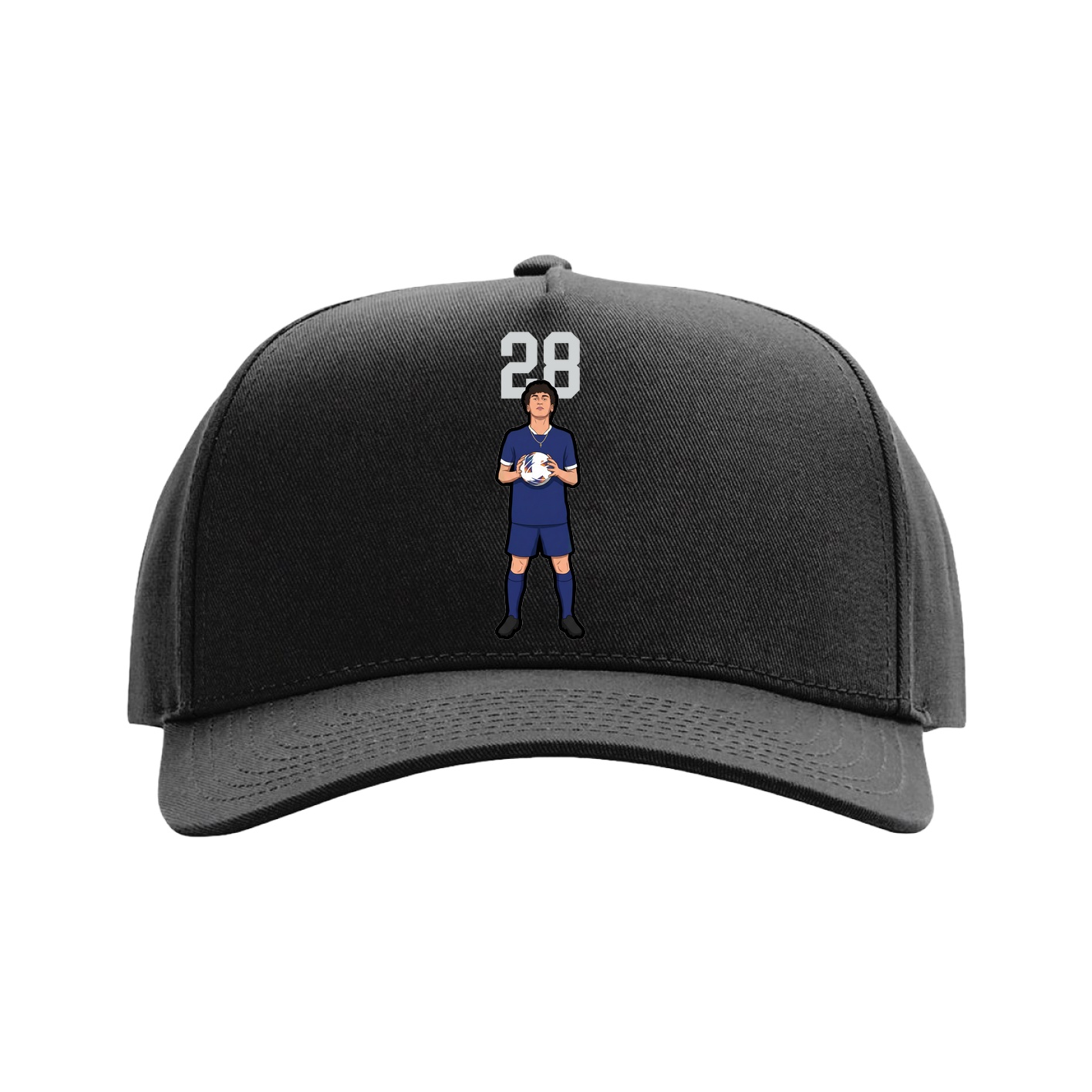 Full Fabric Five-Panel Champ Cap — Number Top in Black