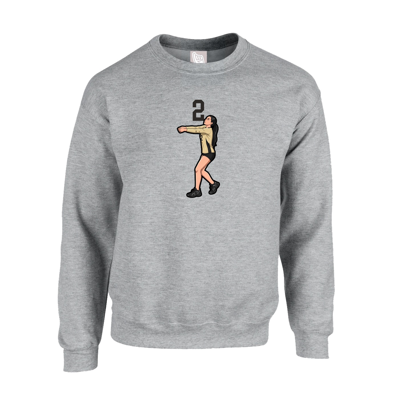 Fleece Crew — Number Top in Grey