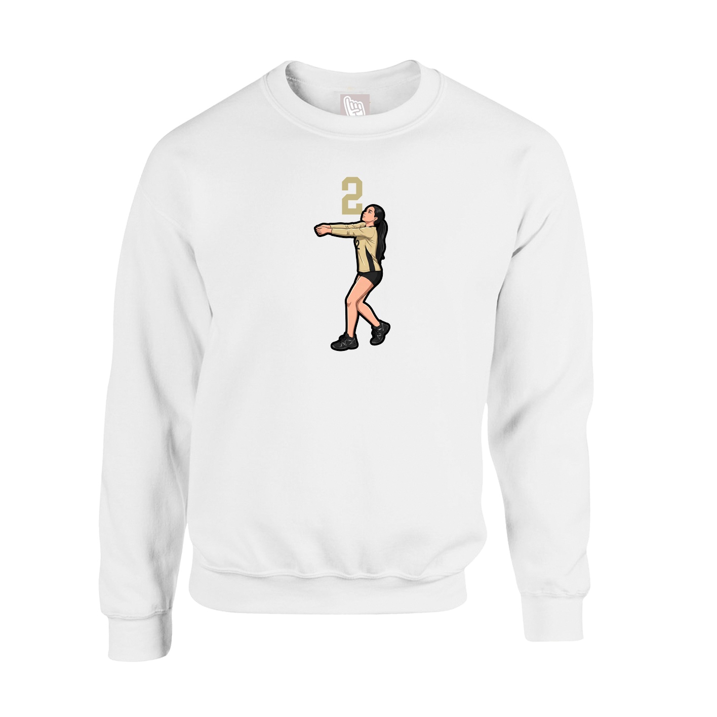 Fleece Crew — Number Top in White