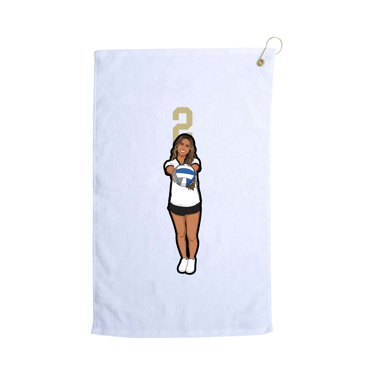 Golf Towel — Number Top in White
