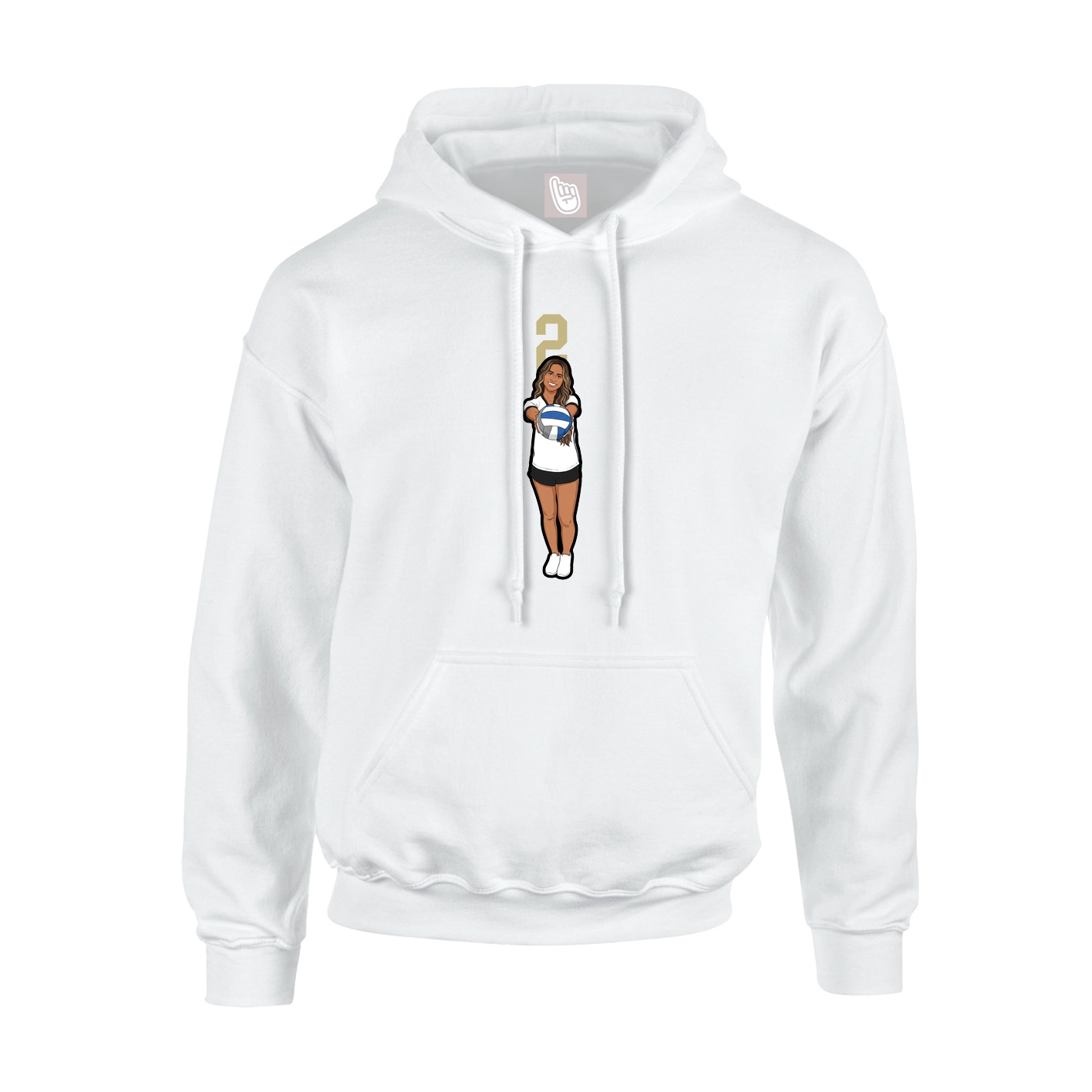 Youth Hoodie — Number Top in White