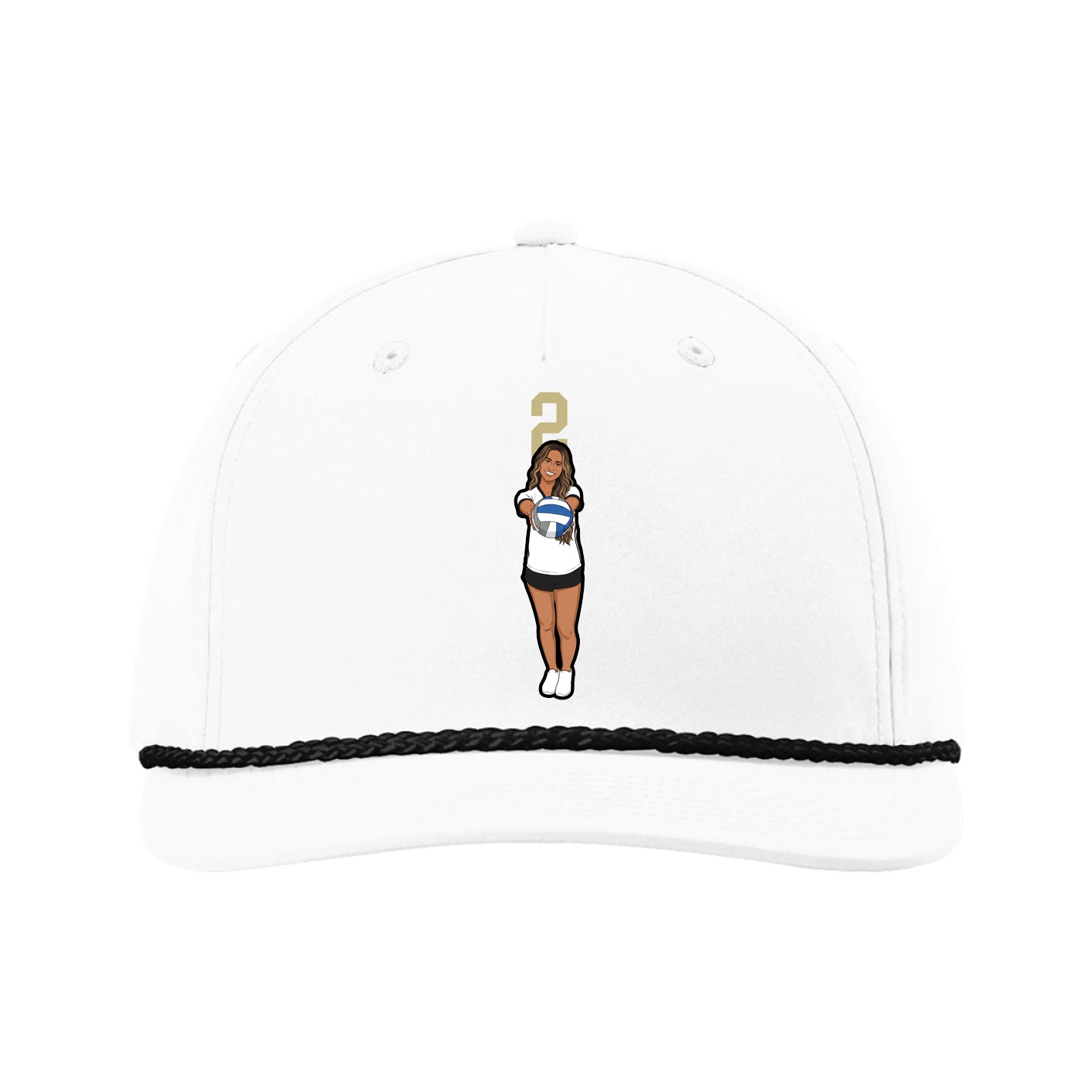 Five-Panel Classic Rope Cap — Number Top in White