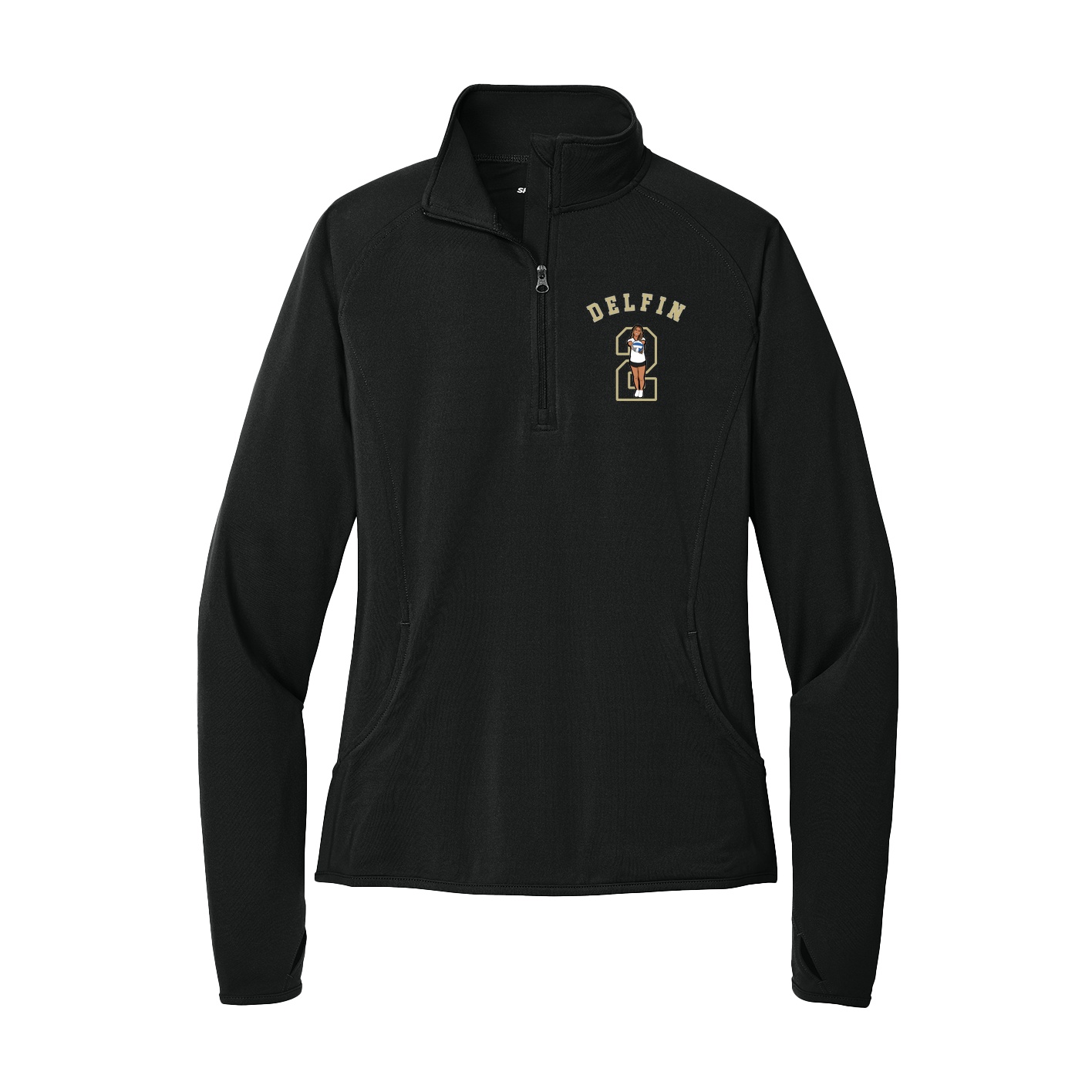 Women's Q-Zip Pullover — Shirsey Arch in Black