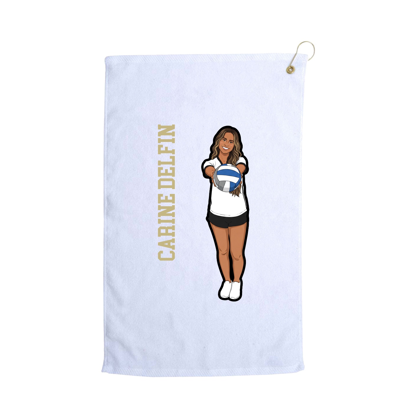Golf Towel — Name Vertical in White