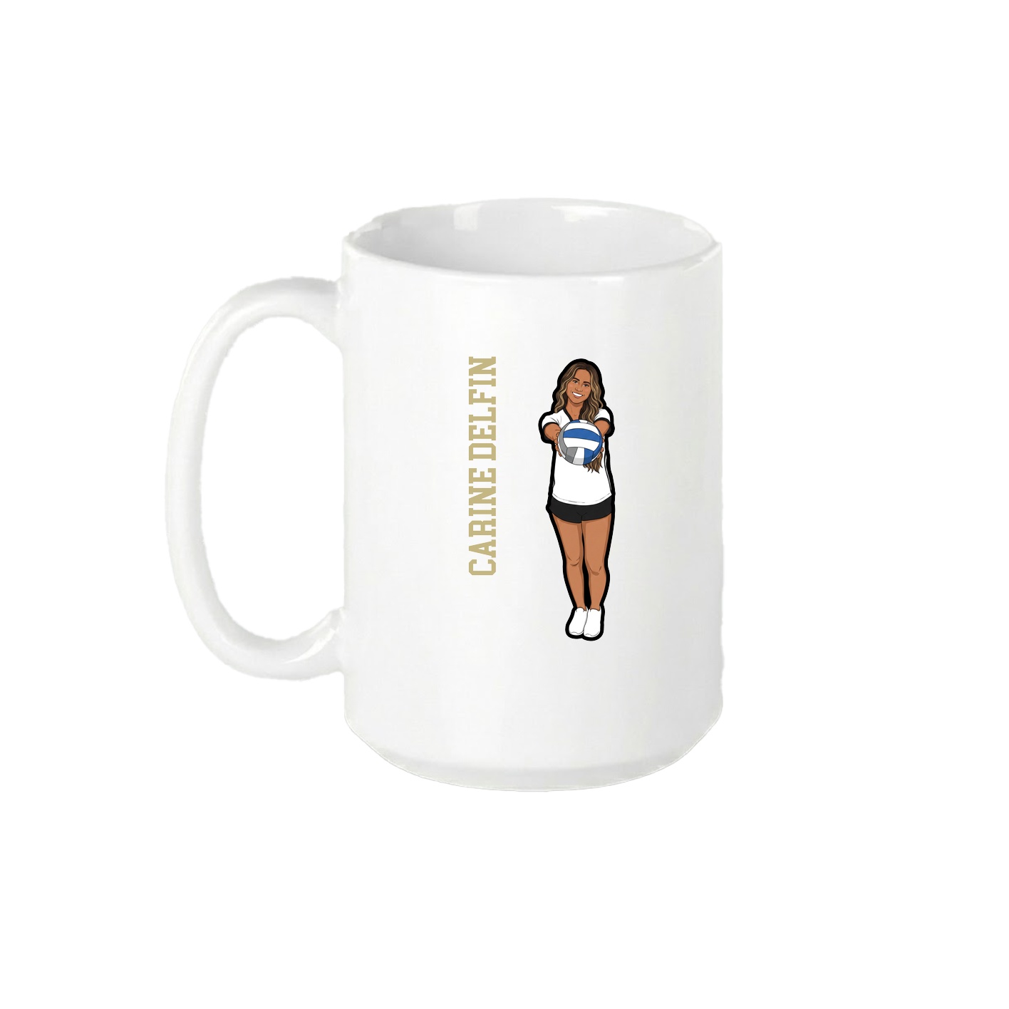 15oz Coffee Mug — Name Vertical in White