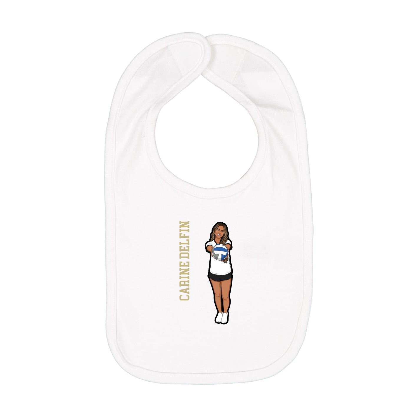 Infant Bib — Name Vertical in White