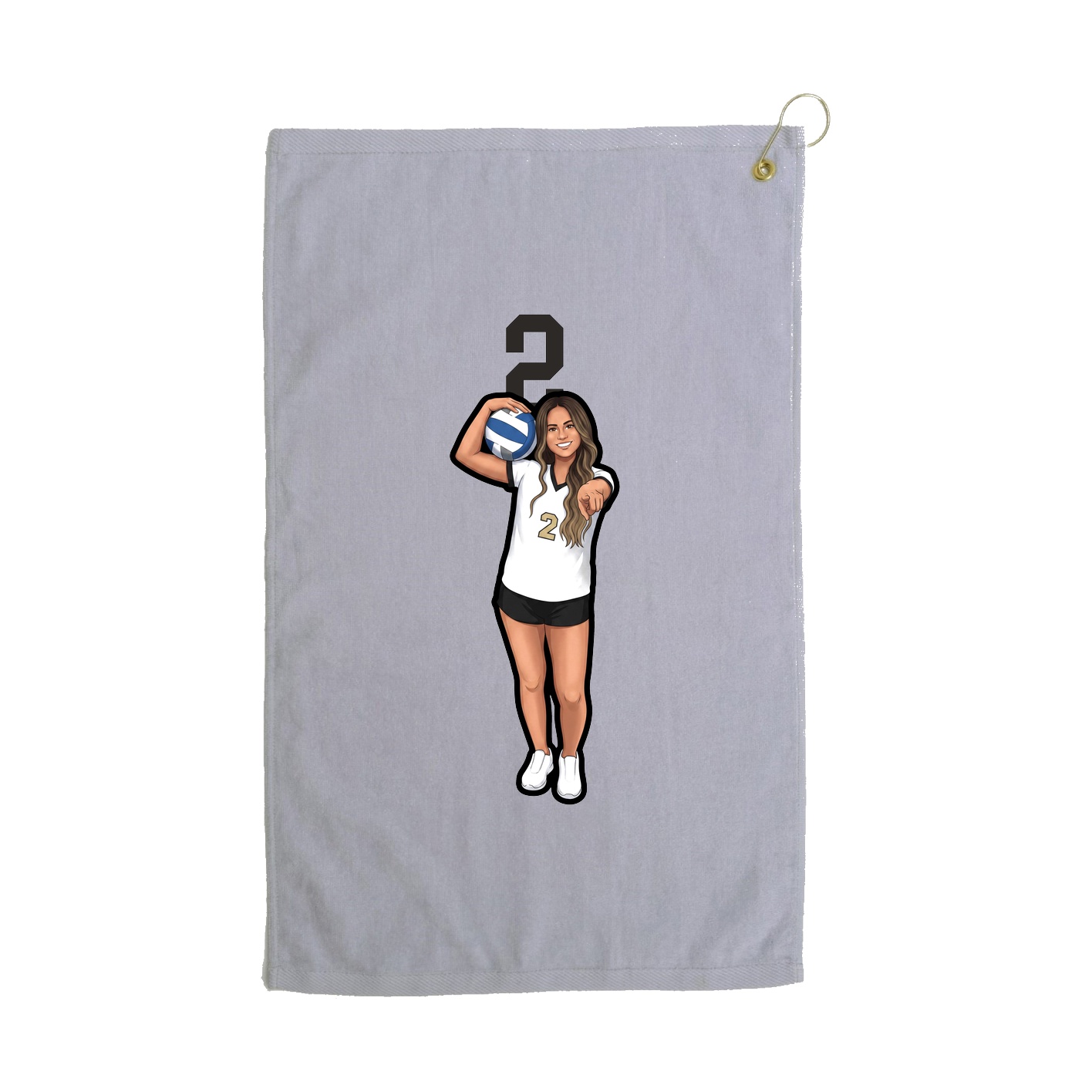 Golf Towel — Number Top in Grey