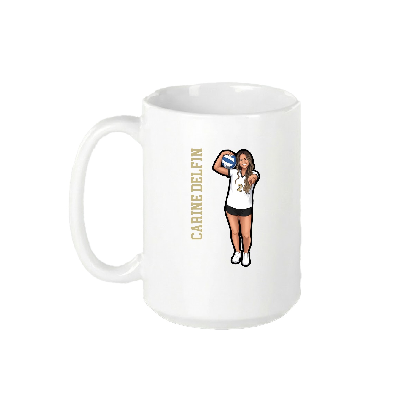 15oz Coffee Mug — Name Vertical in White