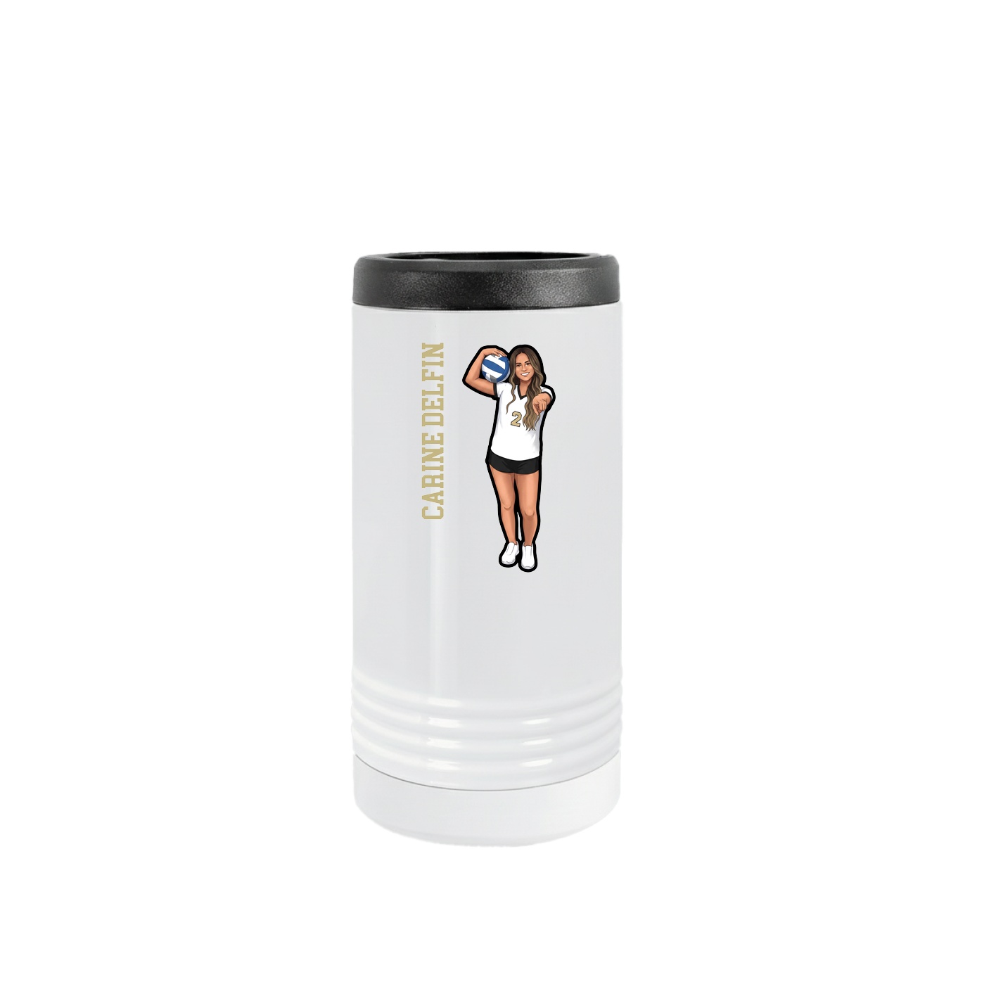 Slim Beverage Holder — Name Vertical in White