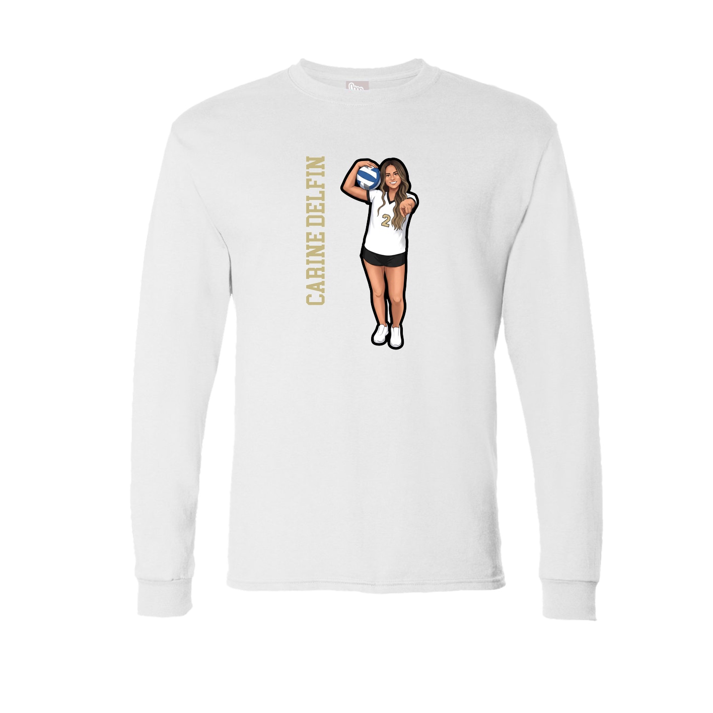 Long Sleeve Tee — Name Vertical in White