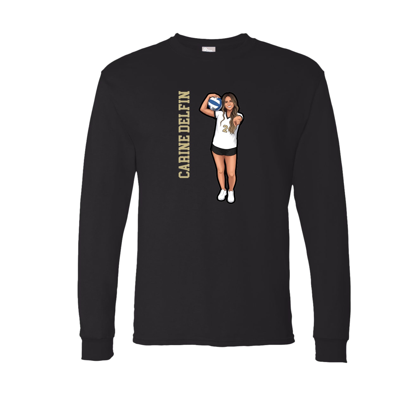 Long Sleeve Tee — Name Vertical in Black