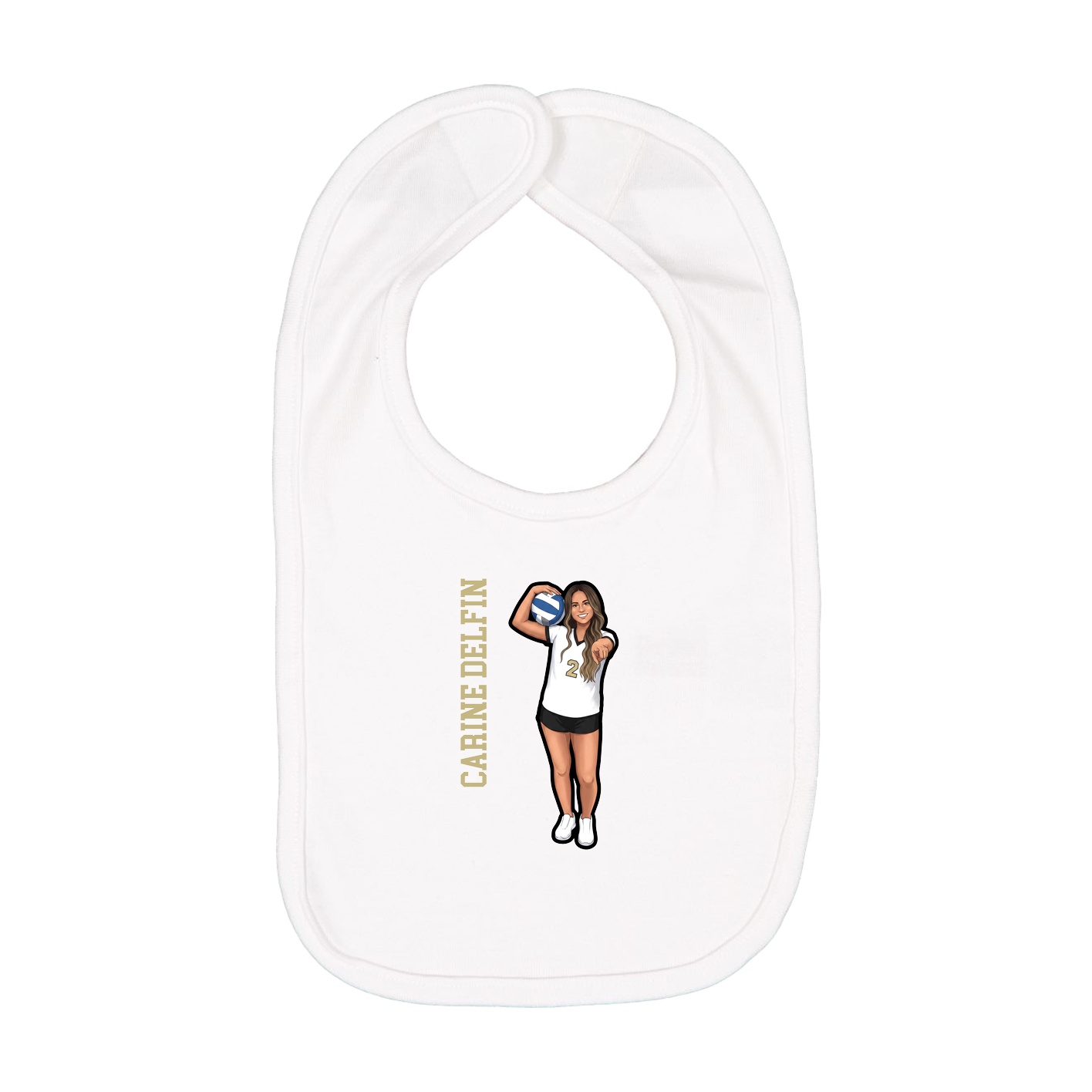 Infant Bib — Name Vertical in White