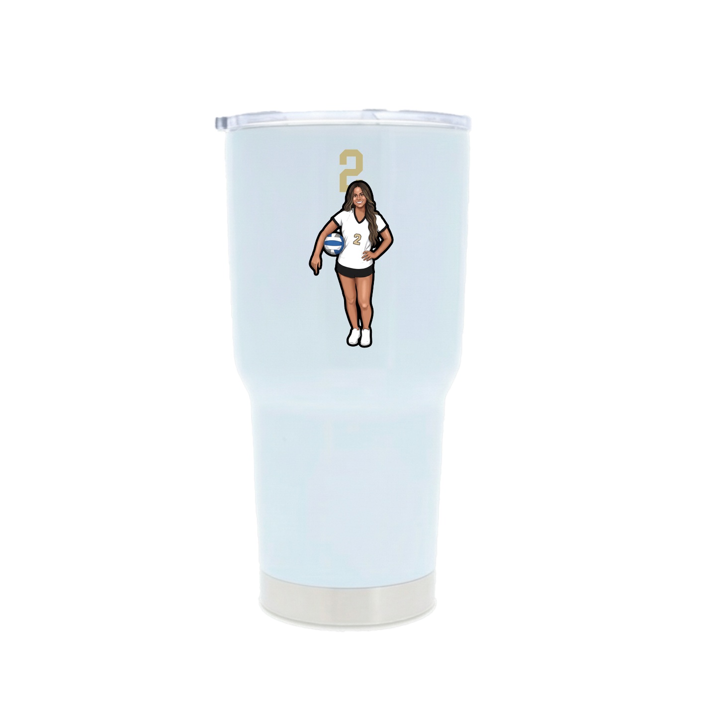 30oz Stainless Steel Tumbler — Number Top in White