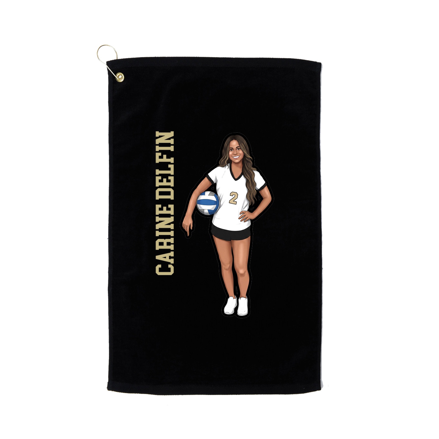 Golf Towel — Name Vertical in Black