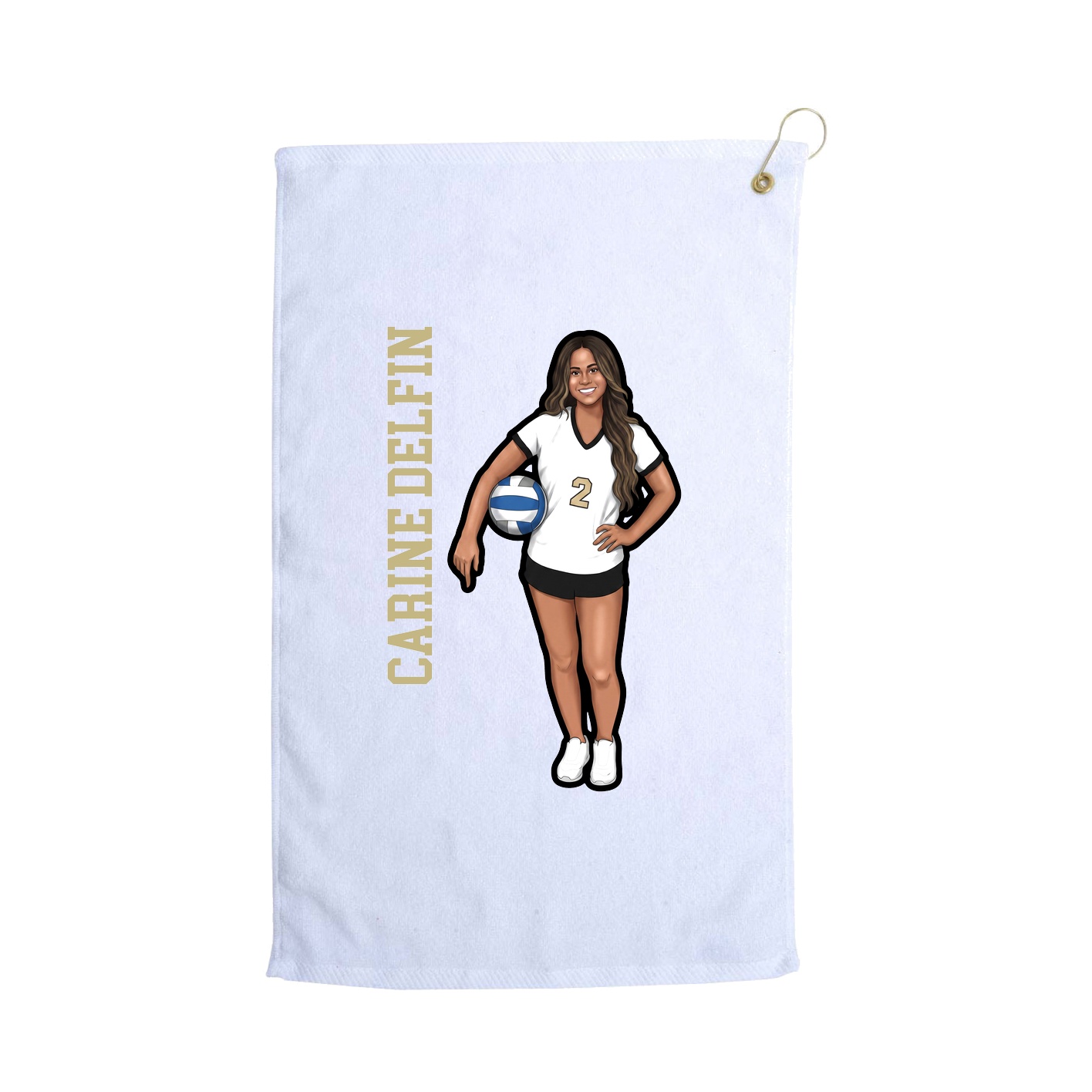 Golf Towel — Name Vertical in White