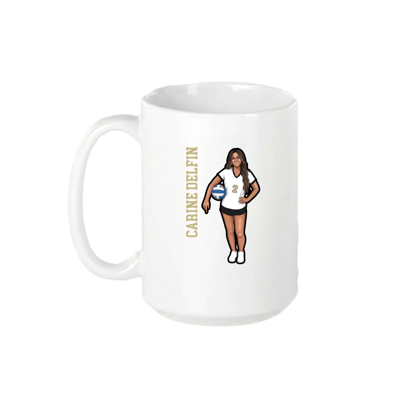 15oz Coffee Mug — Name Vertical in White