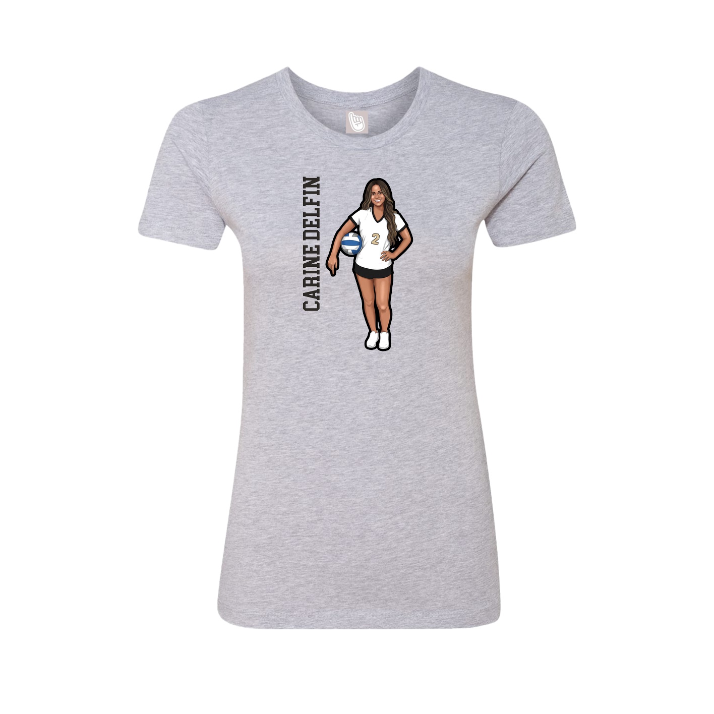 Womens Tee — Name Vertical in Grey