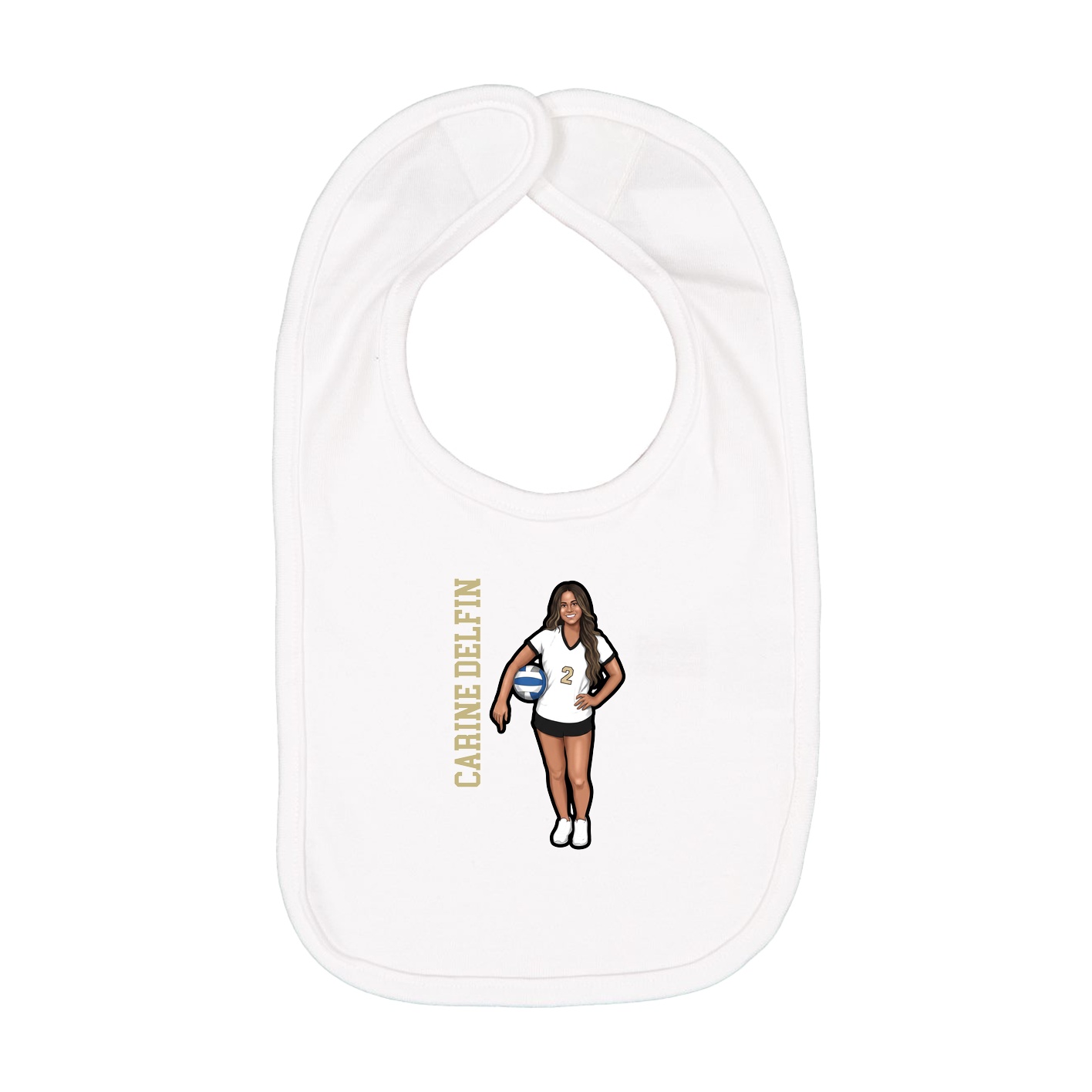 Infant Bib — Name Vertical in White