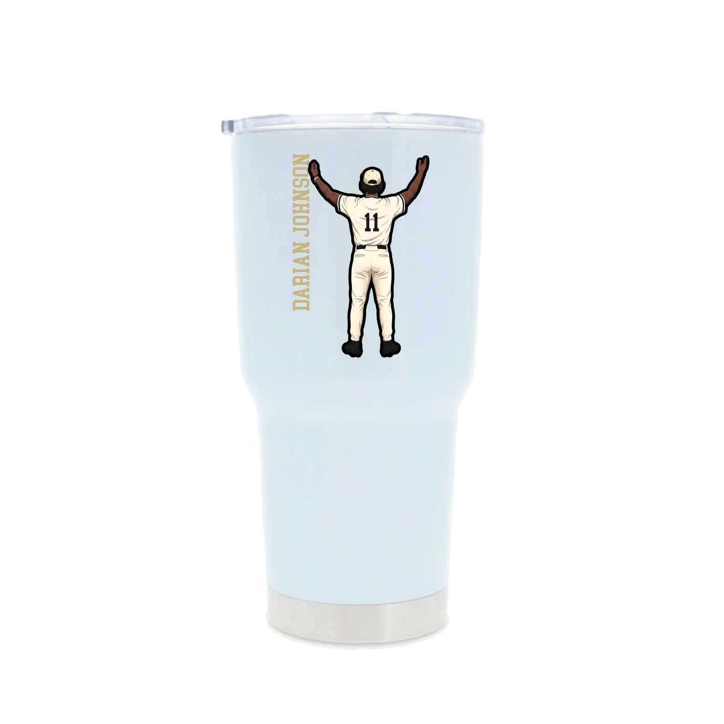 30oz Stainless Steel Tumbler — Name Vertical in White