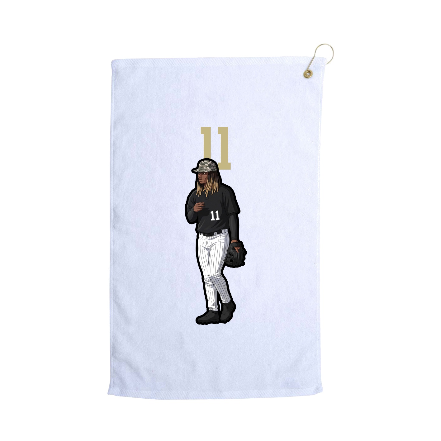 Golf Towel — Number Top in White