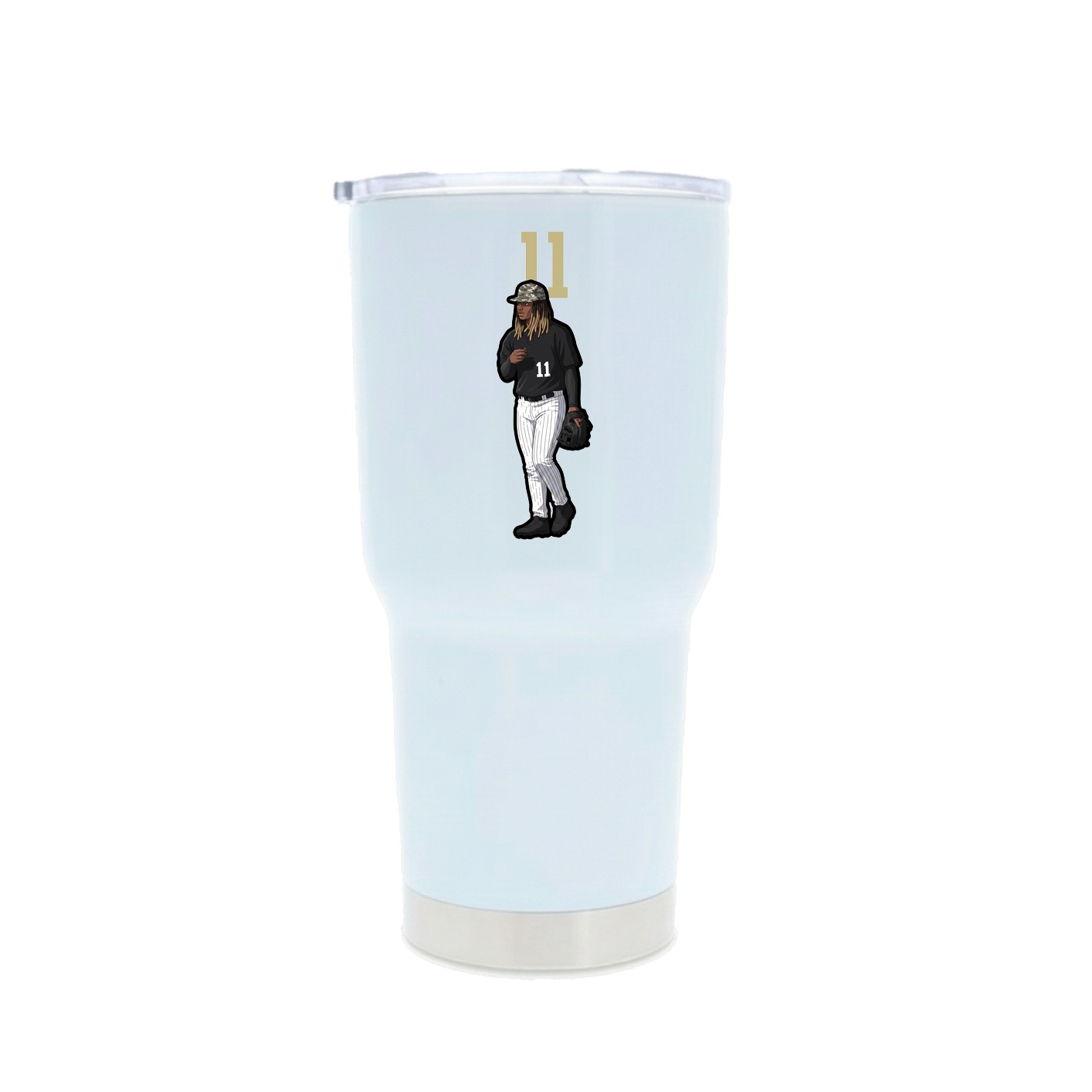 30oz Stainless Steel Tumbler — Number Top in White