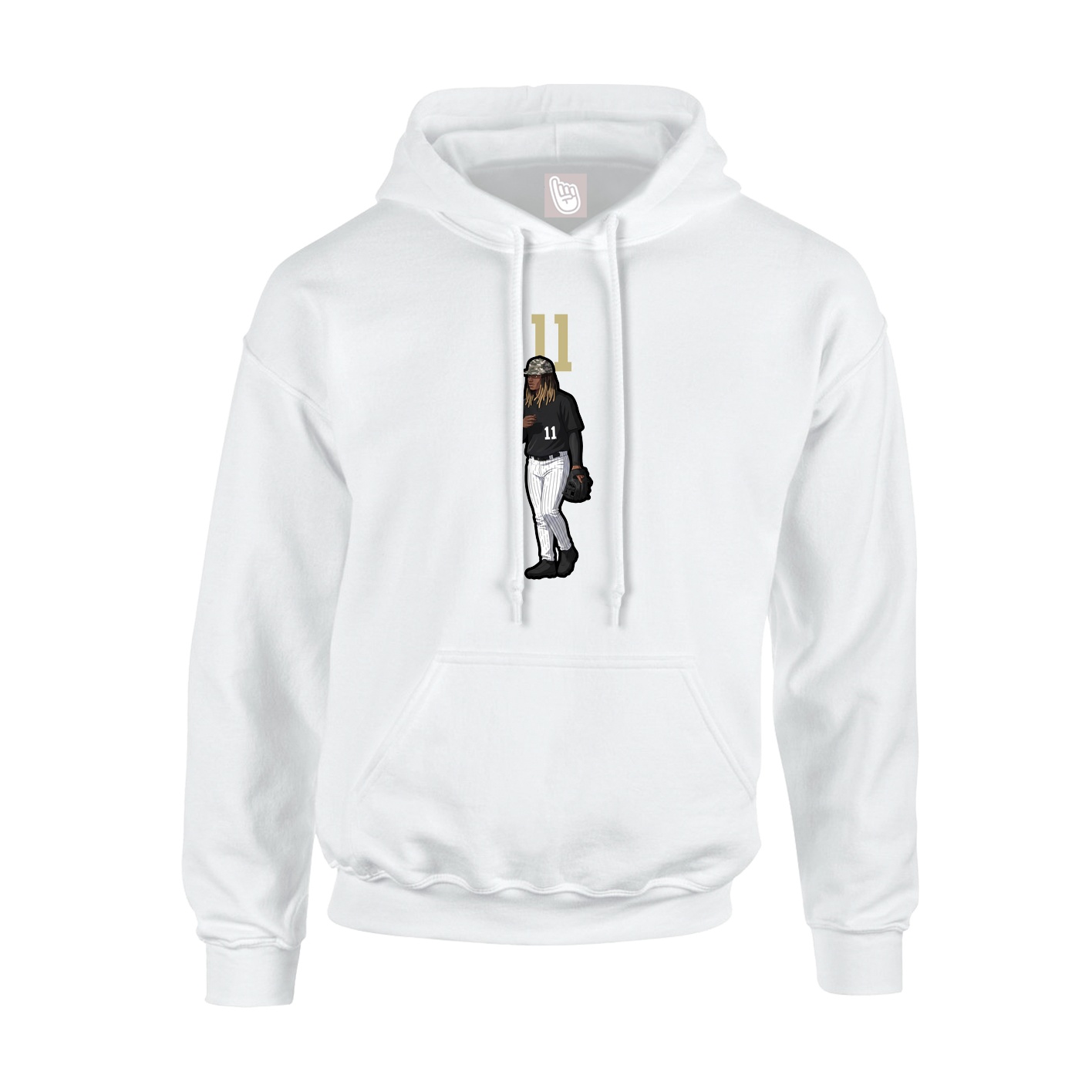 Youth Hoodie — Number Top in White